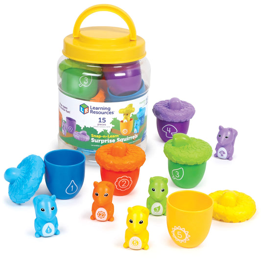 Learning Resources Snap-n-Learn Surprise Squirrels - Toddler Montessori Toys, Preschool Activities, Counting and Fine Motor Skills, Sorting, Pattering, Color Recognition, Gifts for Boys and Girls