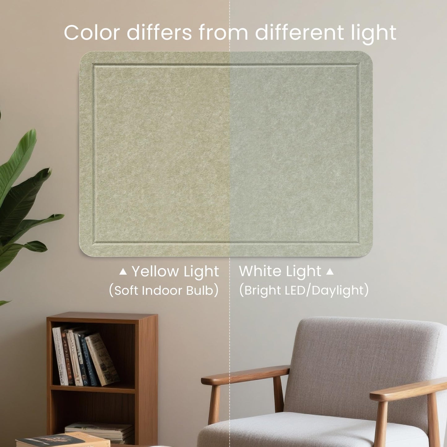 Lightomorrow Large Bulletin Board, 48 x 36 Inches Cork Board Alternative Decorative Felt Pin Board with Safe Removable Adhesives & 20 Push Pins for Home Office Classroom Walls-Sage