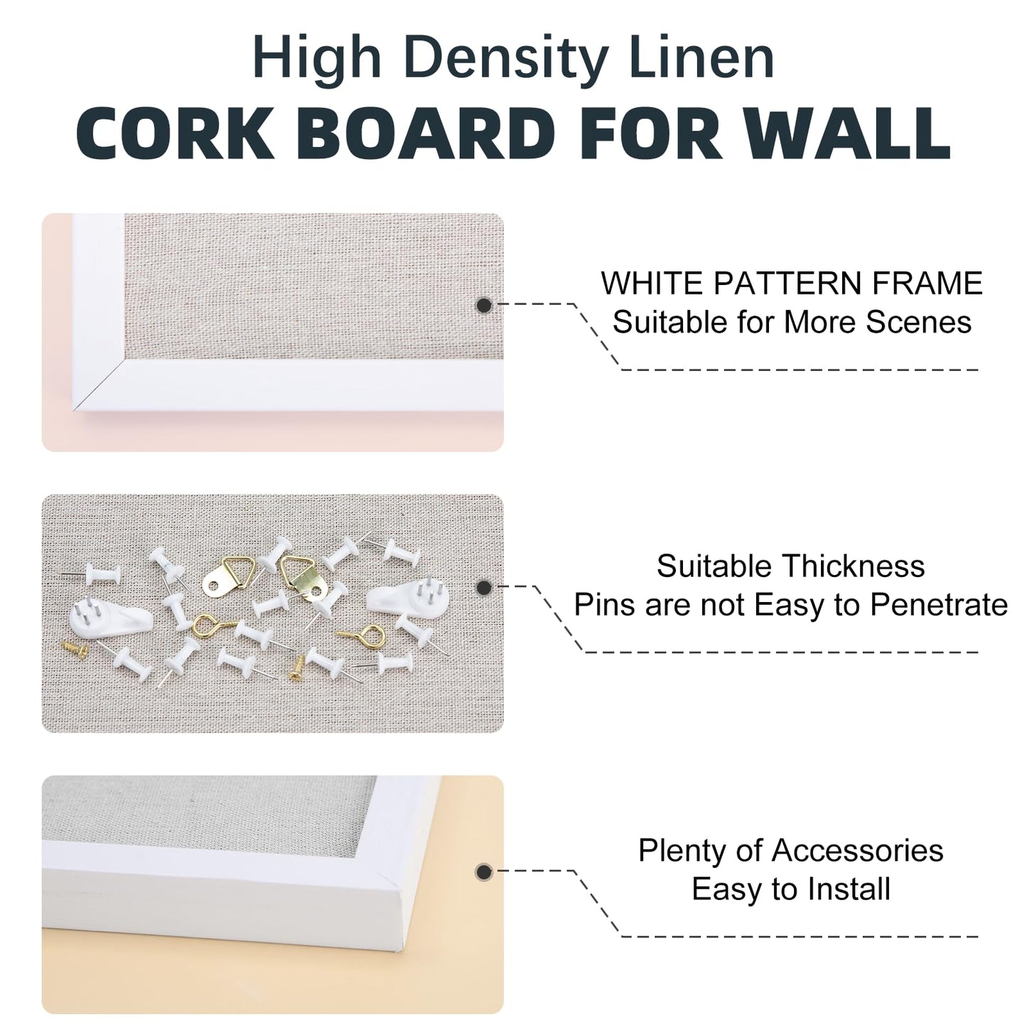 OWLKELA 24'' x 36'' Linen Bulletin Board 2 Pack, White Framed Cork Board, Perfect for Office & Home Decor, School, Cubicle