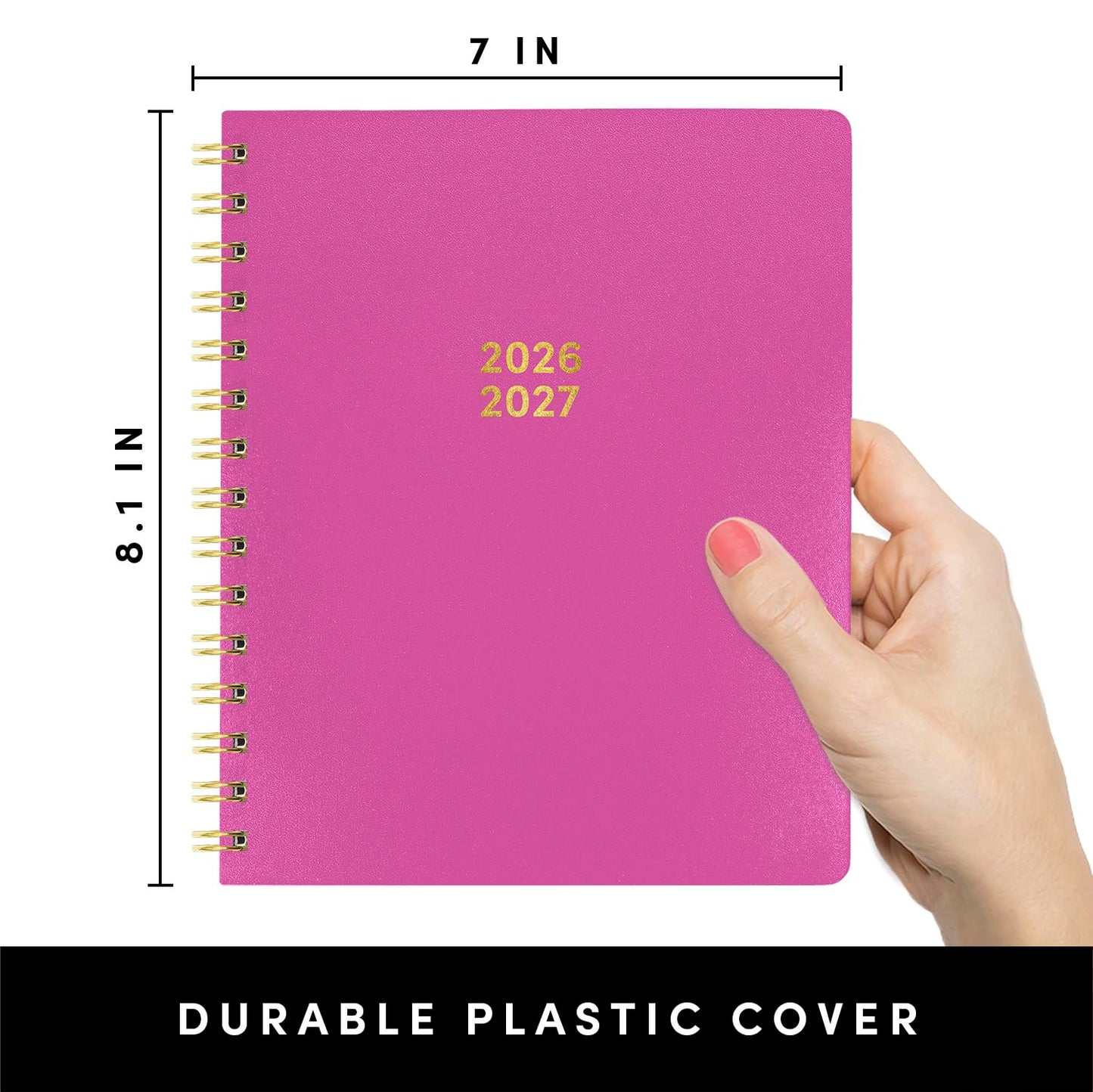 PAPERAGE Academic Planner, Weekly & Monthly Planner & Calendar, 12-Months, July 2026 - June 2027, (7" x 8"), School & Student Planning Agenda with Tabs, Bonus Pages & Inner Pocket, Raspberry