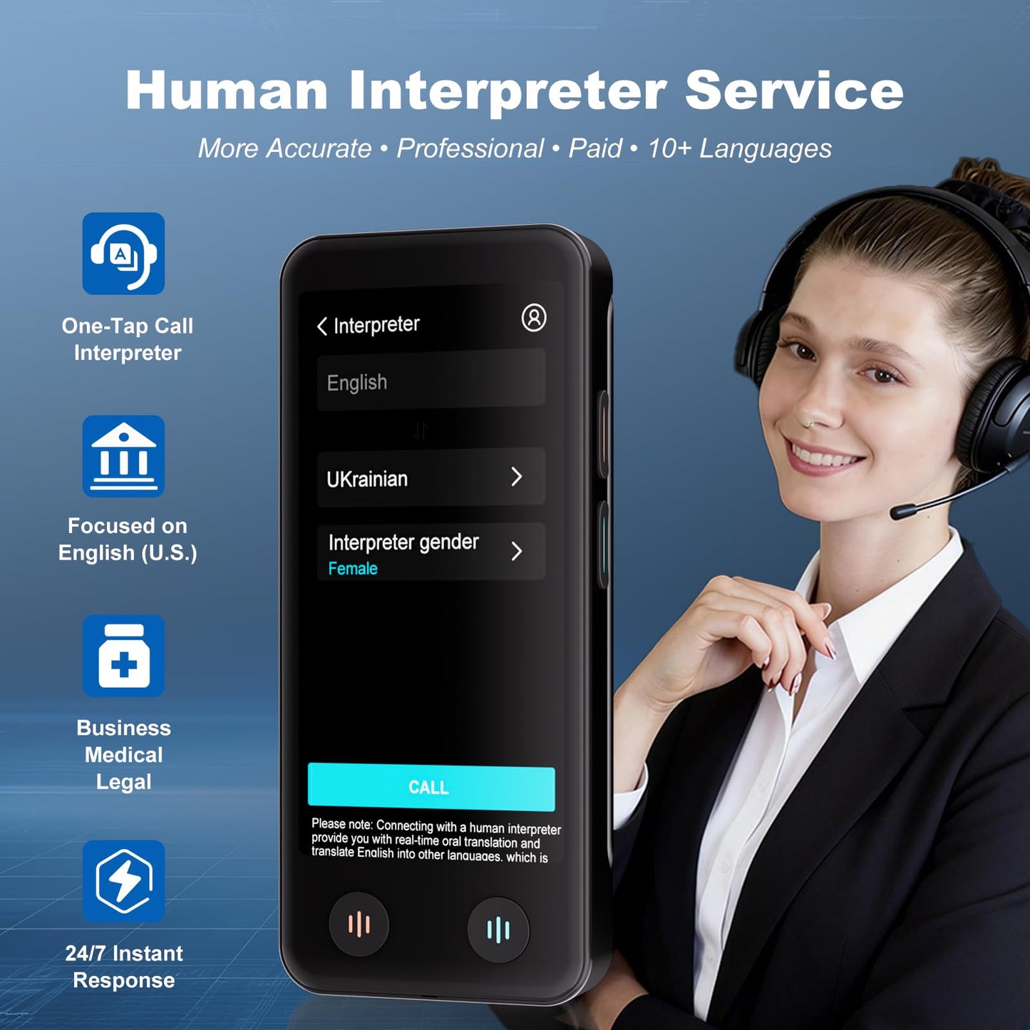 D-PRO Language Translator Device, Real-Time Voice Translation, Instant AI Translator Device | 139 Languages | Online & Offline Translator with Photo Translation, Traductor for Business Study Travel