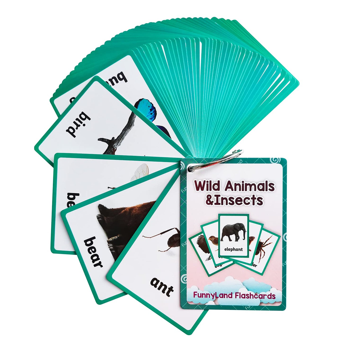 Lilias Wild Animals / Farm Sea Flash Cards, English Words Learning Pocket Card for Toddlers, Toddler Toys, Supplies Kindergarten Preschool, 3 Themes Set, WC007,008,009