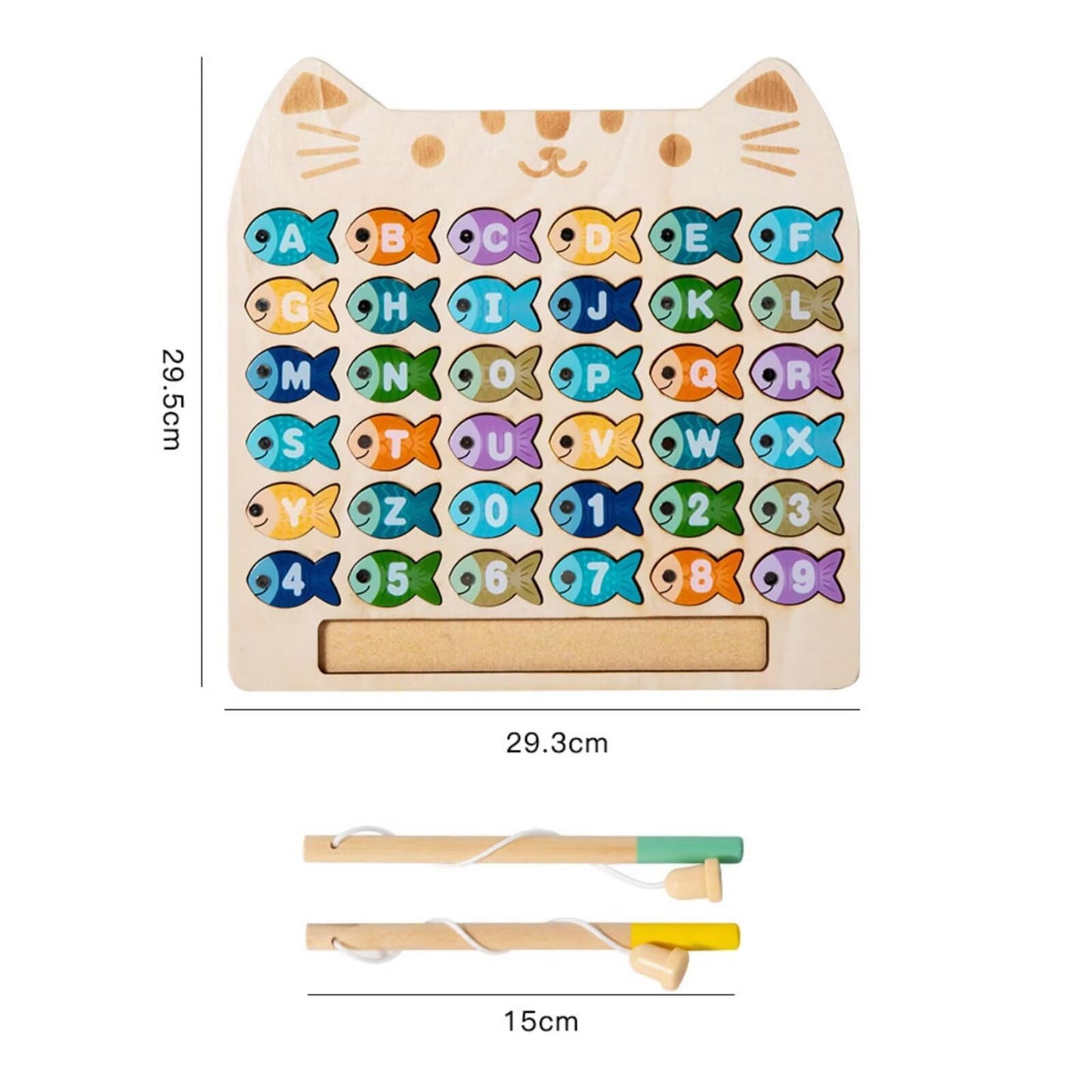 CleCoCenCir Magnetic Alphabet Numbers Fishing Game, Wooden ABC Letter Numbers Uppercase Lowercase Matching Puzzle Fine Motor Montessori Educational Toy for Preschool 3 4 5 Year Old Toddlers