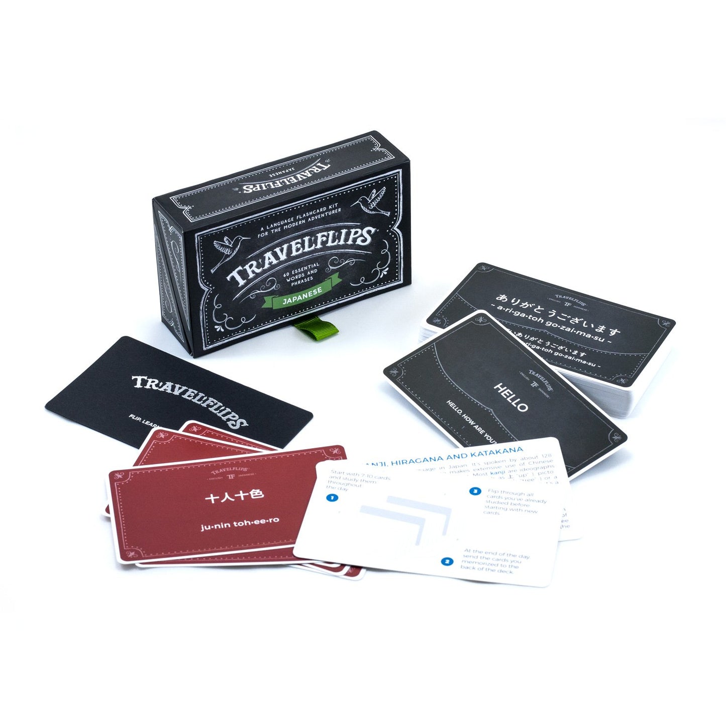 Japanese Flash Cards - Learn Japanese Language Vocabulary Words and Phrases - Basic Sentences for Beginners - Gift for Travelers, Kids, and Adults by Travelflips