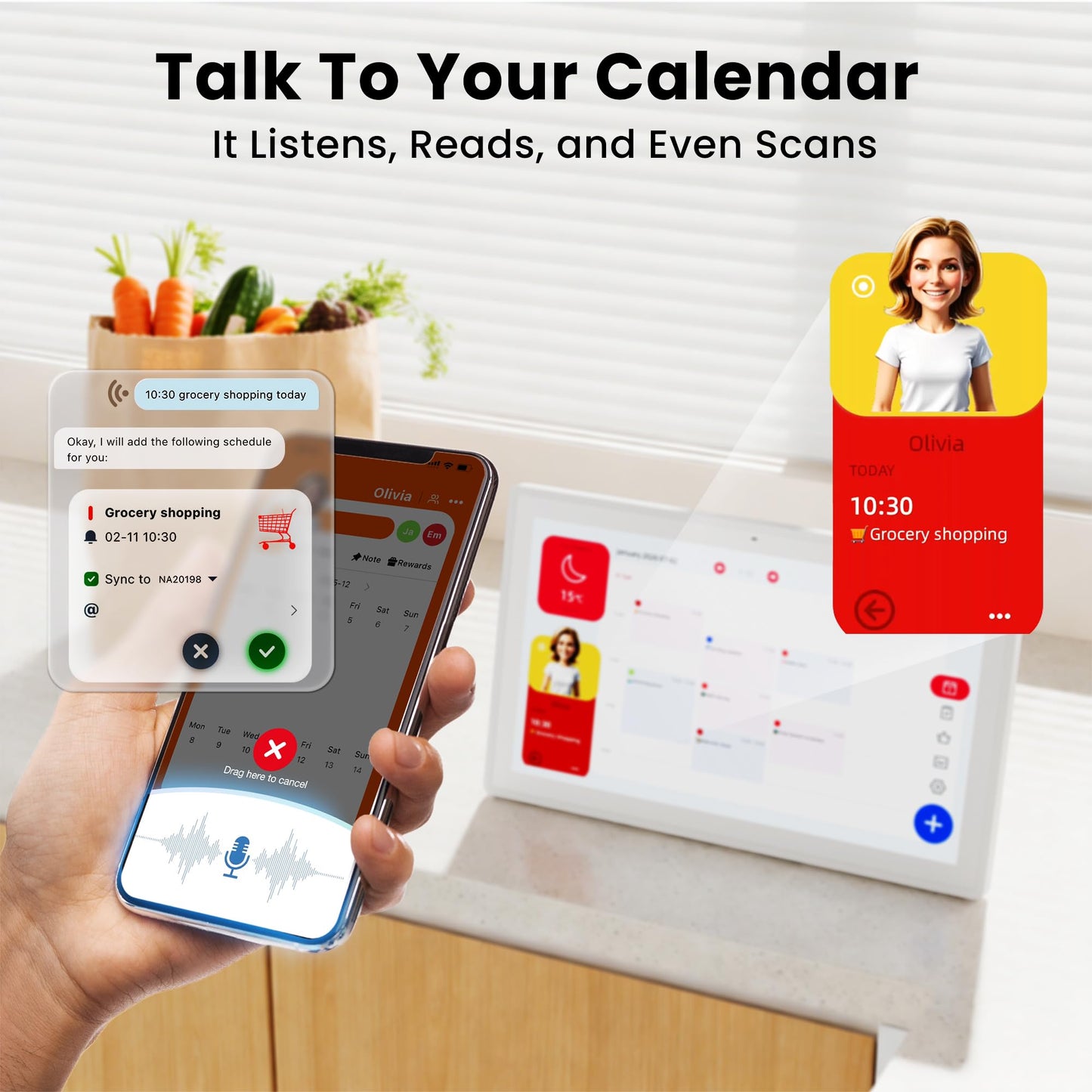 Pastigio Digital Calendar, 15.6'' Wall Touch Screen Planner, No Subscription, Smart AI Family Electronic Calendar, Chore Chart with Tasks Rewards for Kids, Digital Photo Frame, Wall & Desk Mountable