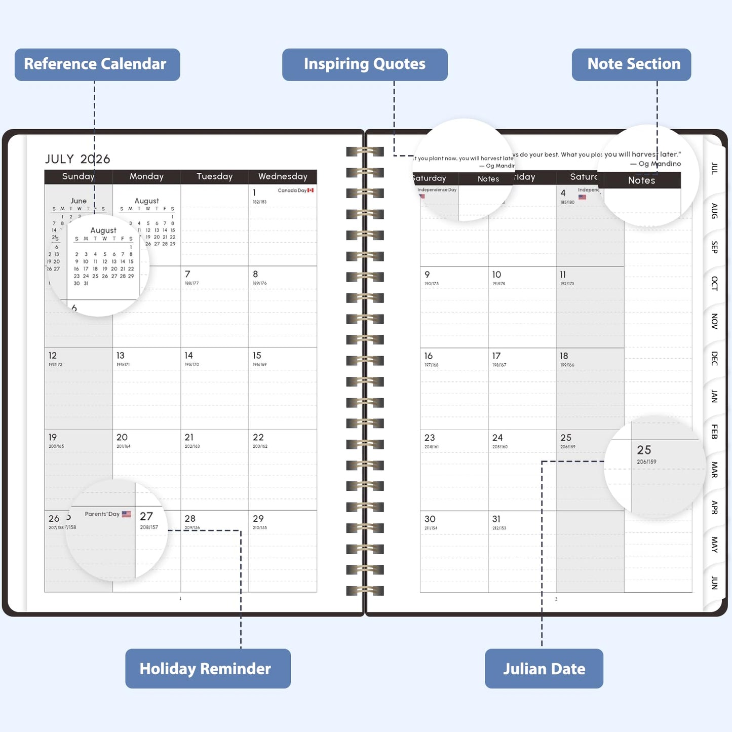 Planner 2026-2027, Weekly and Monthly Academic Planner, July 2026 - June 2027, Hardcover Calendar Agenda Book for School Year Planning, School Supplies for Teacher and Student, A5(6.3'' x 8.5'')