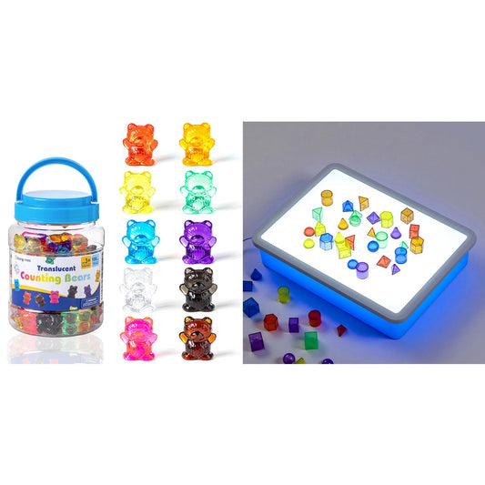 Odoorgames 100 Pcs Translucent Bear Counters - Light Table for Kids - Kindergarten Classroom & Light Table Manipulatives