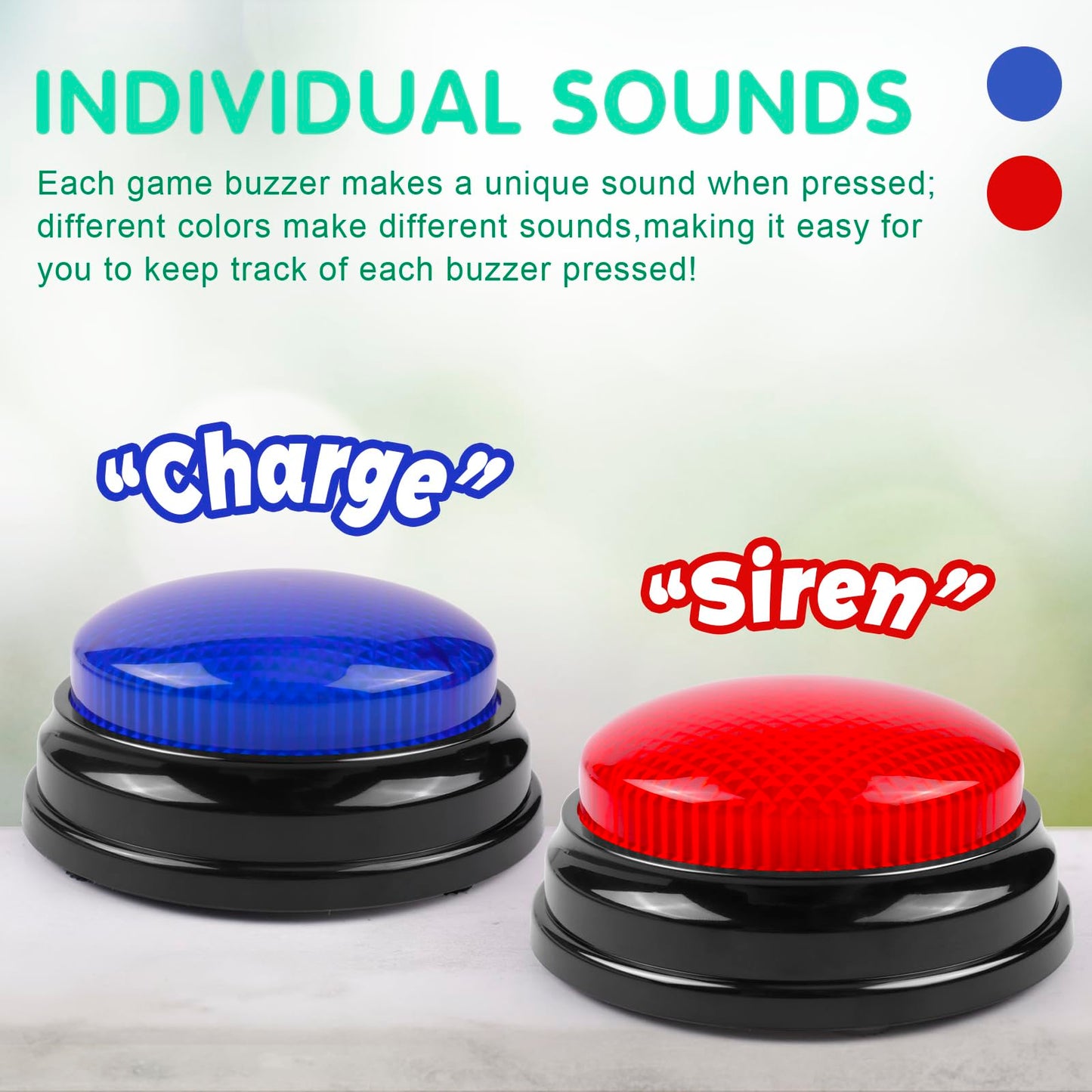 BEAN LIEVE 6-Pack Game Buzzers - Team Answer Buzzers with Lights and Sound Classroom Buzzers Buzzer Buttons for Game Show Develops Social Skills