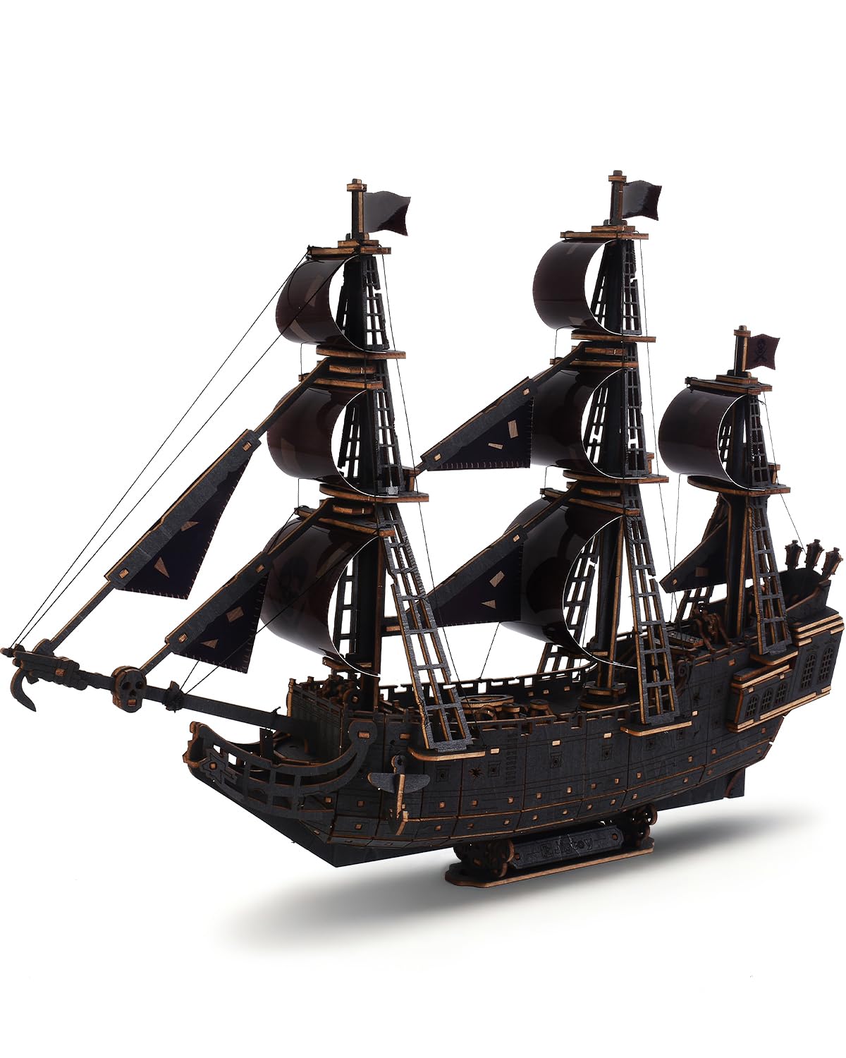 Black Pirate Ship 3D Wooden Puzzle for Adults - Ideal Christmas or Thanksgiving Gift for Model Enthusiasts 3D Puzzles for Adults