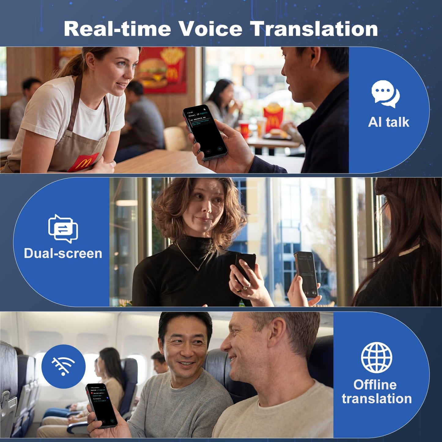 iTour D-pro Language Translator Device, Real time Instant Voice Translator, Dual Screen Online & OfflineTranslation Device for Business, Travel and Learning