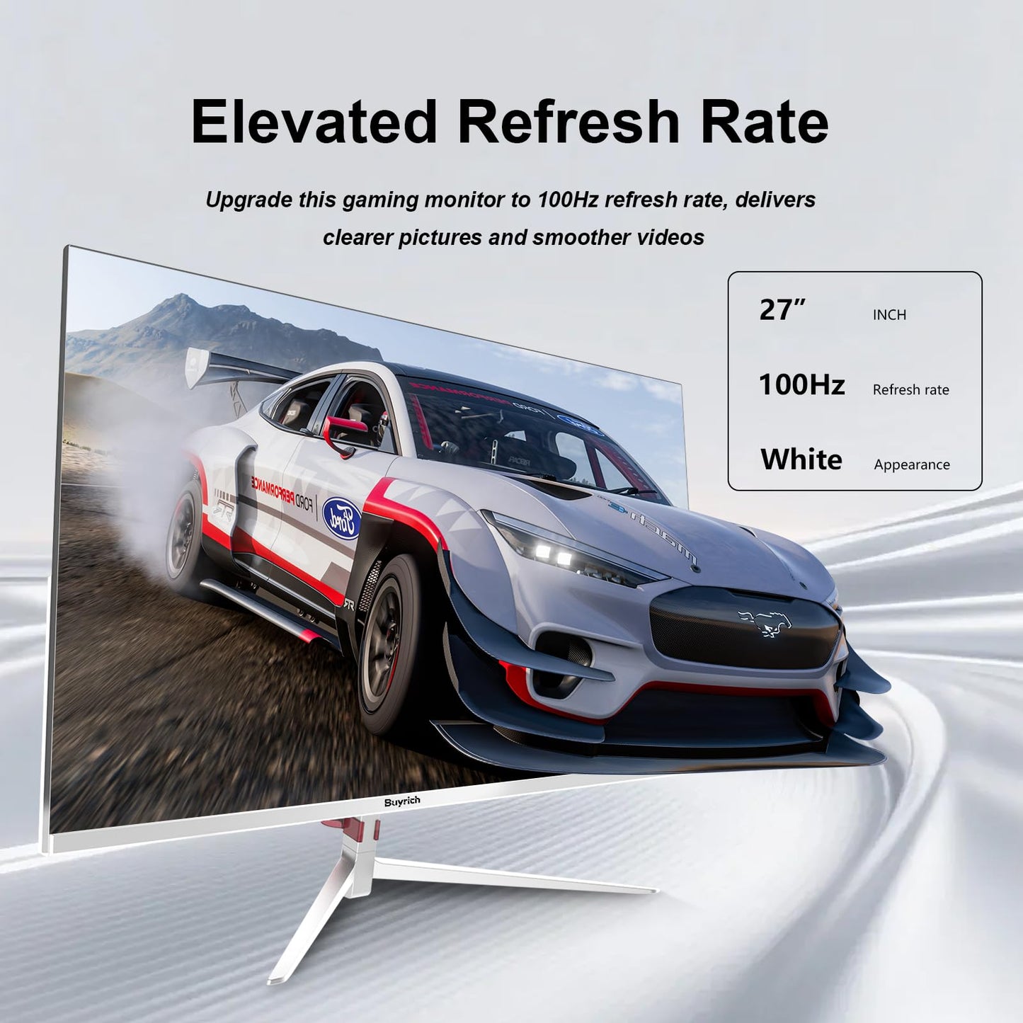 BUYRICH 27 Inch Computer Monitor 100Hz IPS FHD 1080P,Built-in Speakers, Frameless Gaming Monitor with FreeSync/G-Sync Compatible, HDR10, HDMI/DP Ports, VESA Mount, Tilt Adjustable