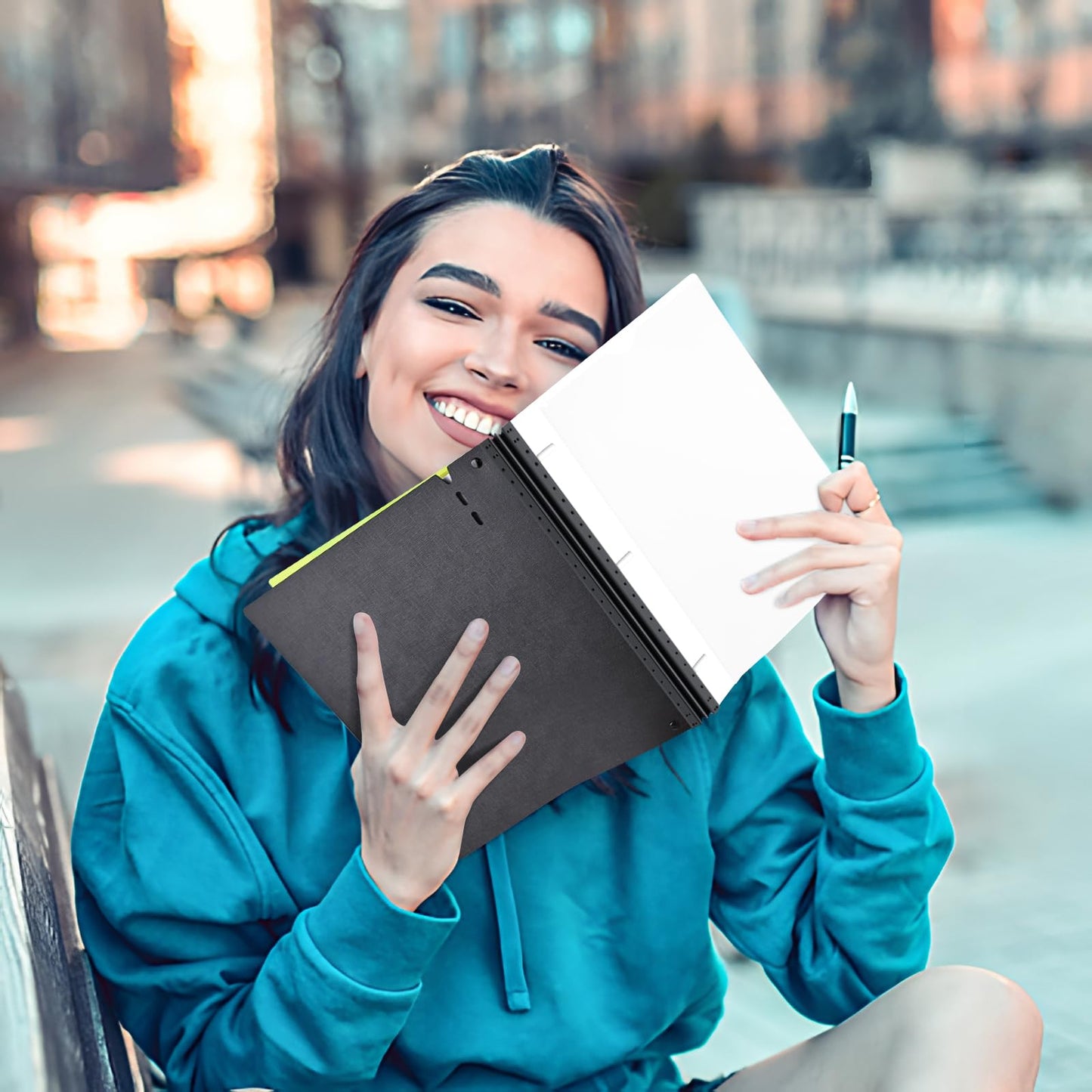 INFUN 1 Inch Telescoping 3 Ring Binder - 4PCS-White, Flexible Binders with Customizable Front Cover and Clear Catalog Pocket, 1Inch Rings, 225 Sheet Capacity