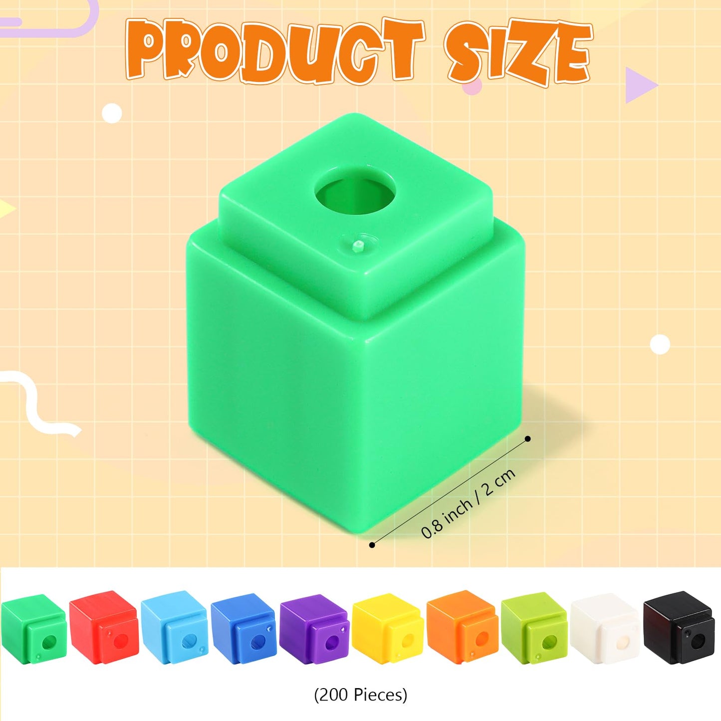 200 Pcs Yellow Linking Cubes for Math Counting Cubes Manipulatives Plastic Counting Block Manipulative Classroom Learning Supplies for Educational Preschool Activities Boy Girl (Yellow)