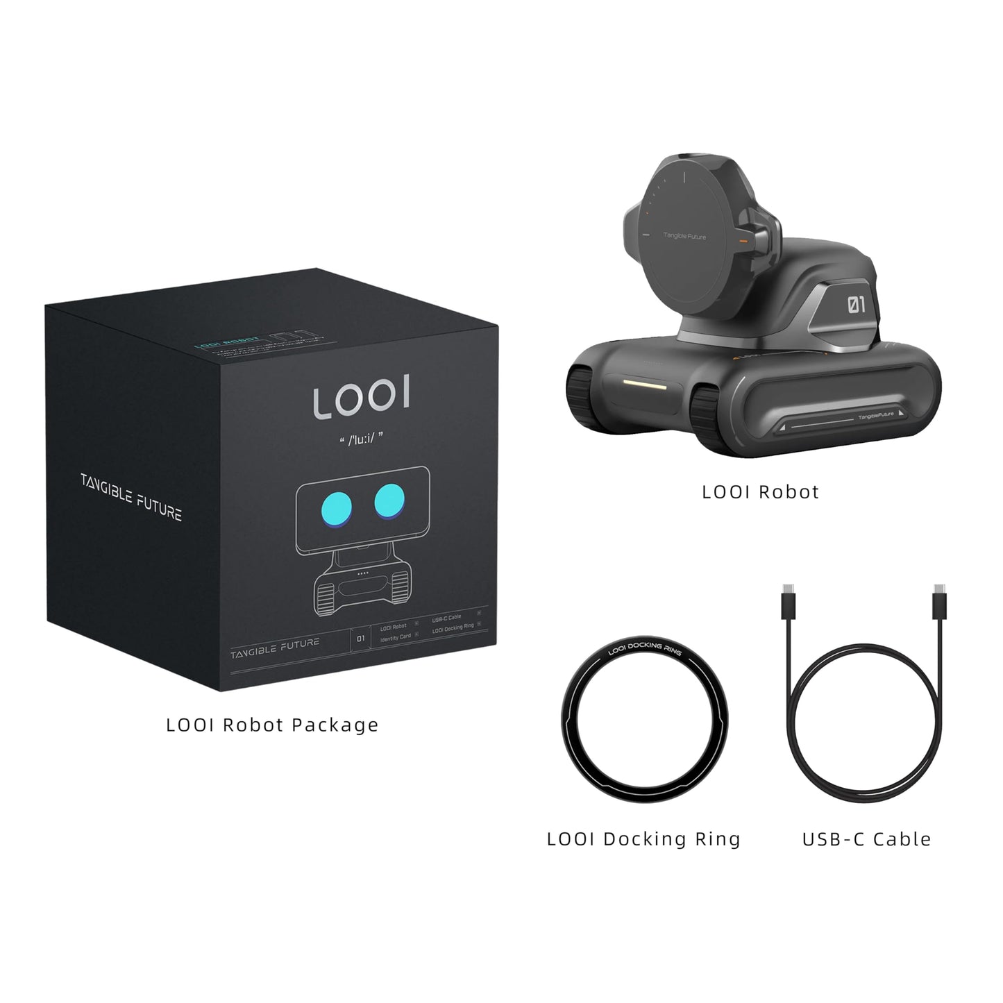 LOOI Robot-Space Black-AI Desktop Companion,ChatGPT&Gemini Voice Interaction,Visual Understanding,Personality&Memory,10W Wireless Charging,Tech&Gadget Gift,Electronic pets,Toy,Geek,Desktop Setup