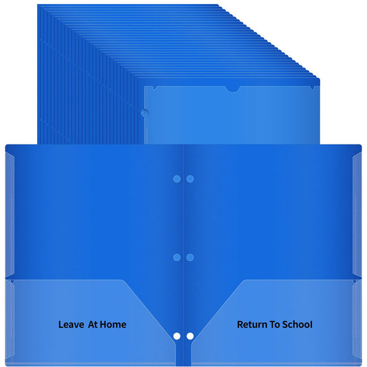 30 Pcs 3 Hole Punch Parent Teacher Communication Folders with Clear Front Pockets for 3 Ring Binders, 2 Pockets Homework Take Home Plastic Folders Classroom Folder for Kid Student (30, Blue)