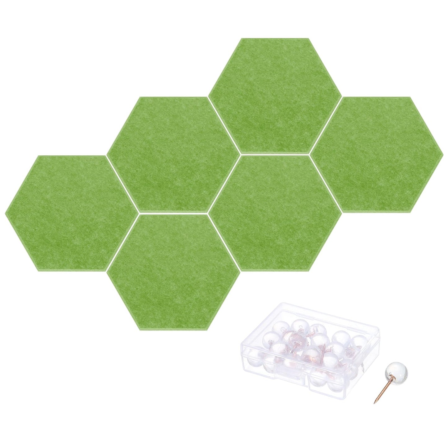 PATIKIL Felt Bulletin Board, 12"x10", 6 Packs Self Adhesive Hexagon Felt Tiles for Sound Proofing Wall Panels for Home Office Recording Studio,Game Room, Army Green