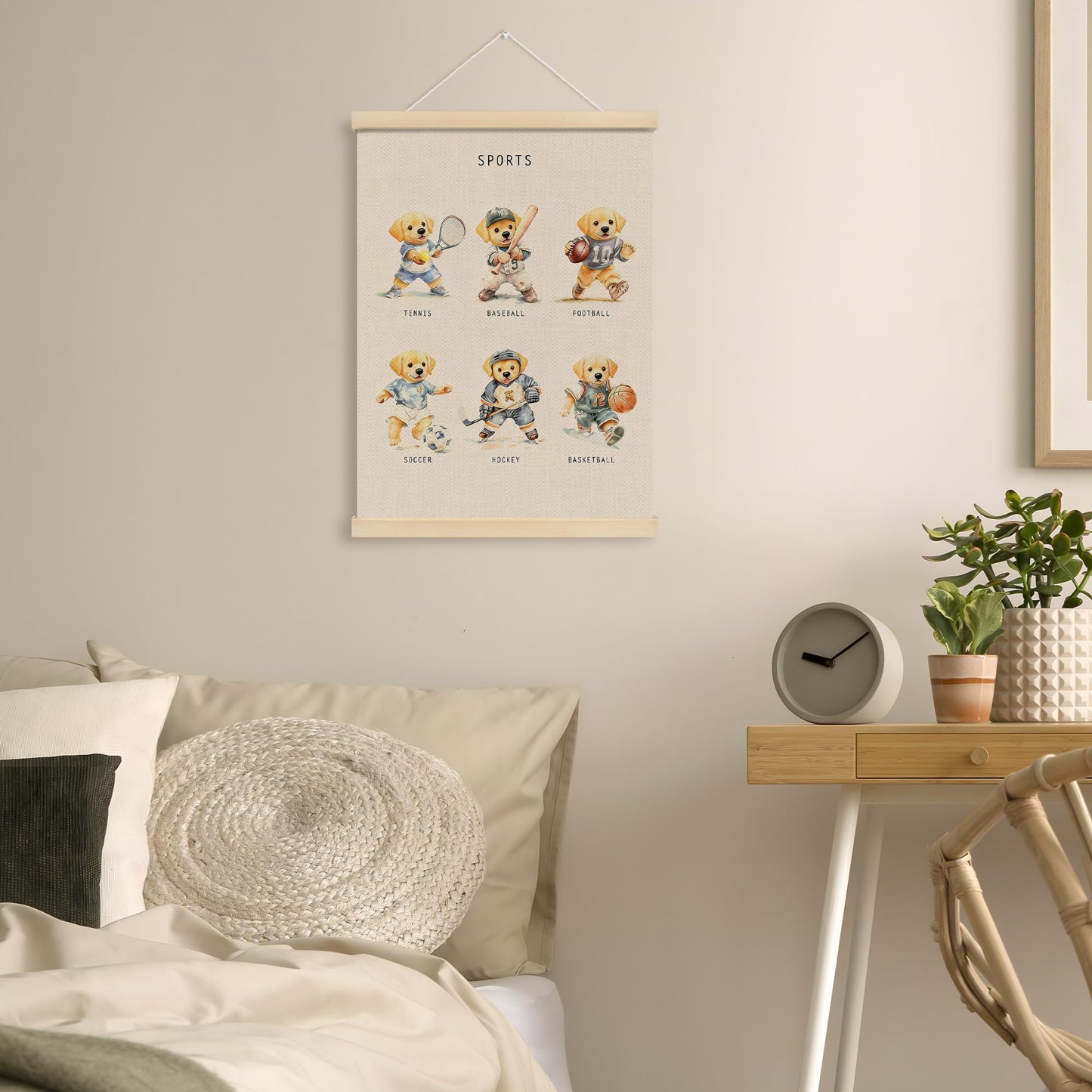 MOTERMATE Labrador Retriever Sports Poster Hanger Frame, Sports Nursery Wall Hanging Decor Art Framed for Toddler Kids Boy Nursery Room Bedroom Playroom, Yellow Lab Dog Wall Poster Prints, 12x16 Inch