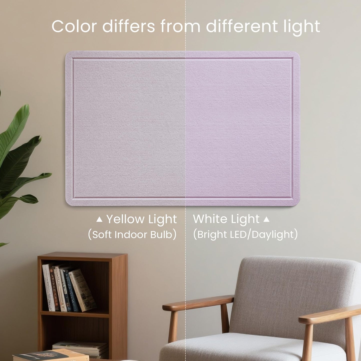 Lightomorrow Bulletin Board, 24 x 18 Inches Cork Board Alternative Decorative Felt Pin Board with Safe Removable Adhesives & 21 Push Pins for Home Office Classroom Walls-Light Lavender