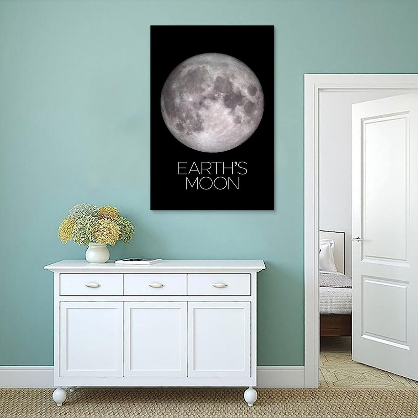 XIAOLOUTINYU Solar System Canvas Wall Art - Moon Planet Space Poster for Kids Room Bedroom Classroom, STEM Educational Astronomy Decor, Science Gift for Boys Girls Teens, 12x18 Inch Unframed