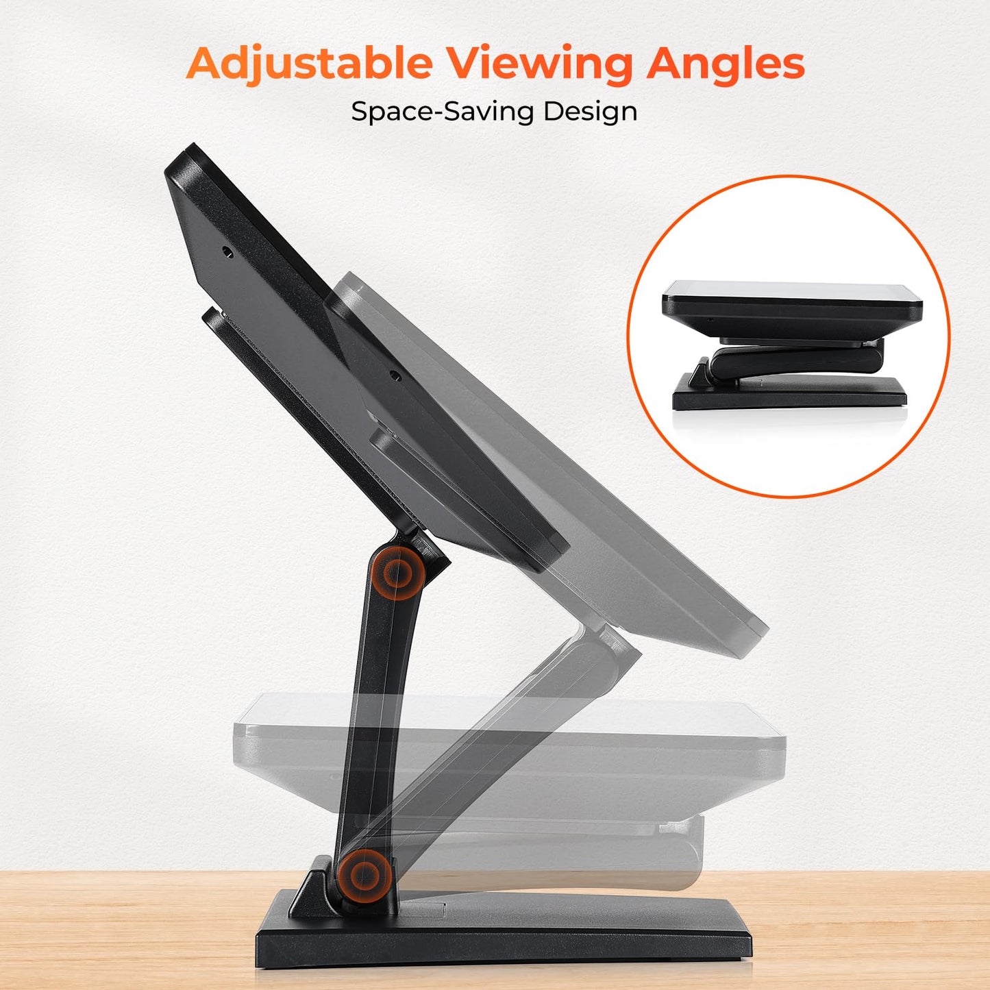MUNBYN 12-inch POS Touchscreen Monitor, LED POS Monitor, HDMI/VGA Capacitive Screen Display, Foldable Stand for Small Business, Retail, Restaurant, Bar, No Driver Required, 2Y Protection