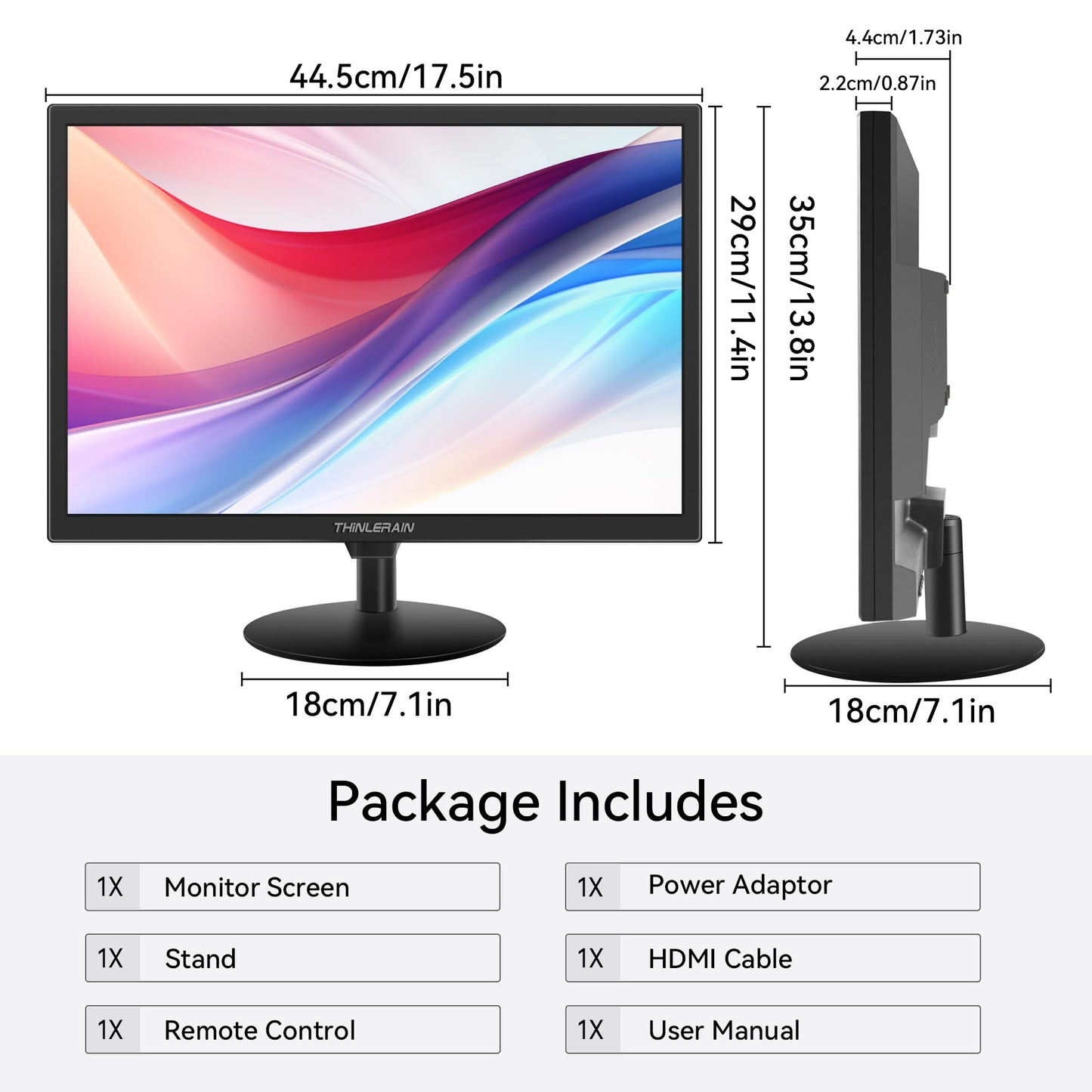 Thinlerain Touchscreen Monitor 19 Inch, 10-Point Multi Touch Screen Monitor 1440×900 HD Display with HDMI VGA AV BNC USB Ports, VESA, Build-in Speakers for POS, Office, and Industrial Use