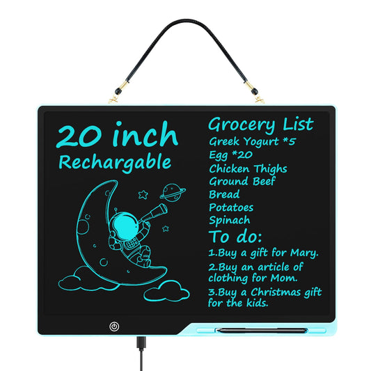 [Rechargeable] 20 Inch LCD Writing Tablet for Kids, Extra-Large Drawing Tablet for Adults, Educational & Learning Toys for Boys Girls Ages 8-12 Years Old, Drawing Board for Kids Birthday Gift (Blue)