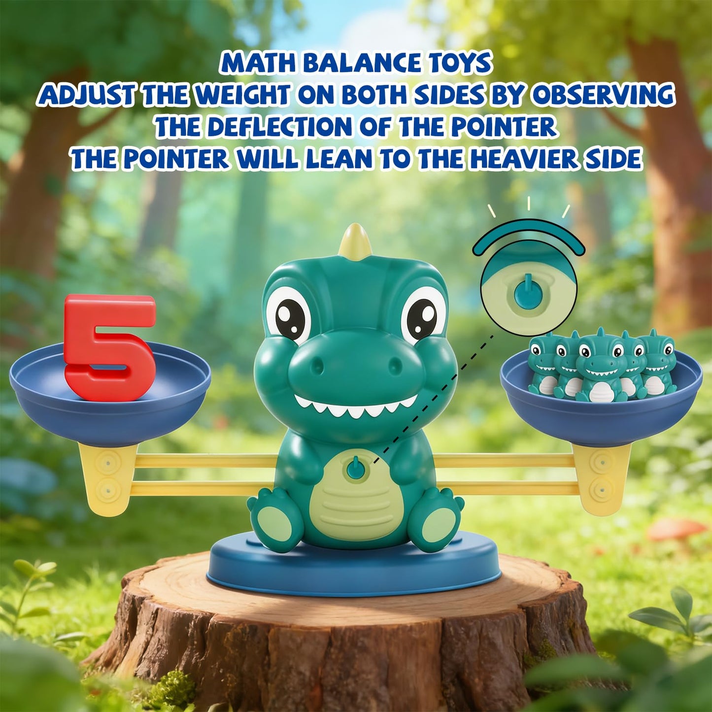 Snugzy Dinosaur Balance Counting Toys, Number Counting Scale Games for Kids Cool Math Learning Games for Boys and Girls Preschool Kindergarten Learning STEM Montessori Educational Toys for 3+