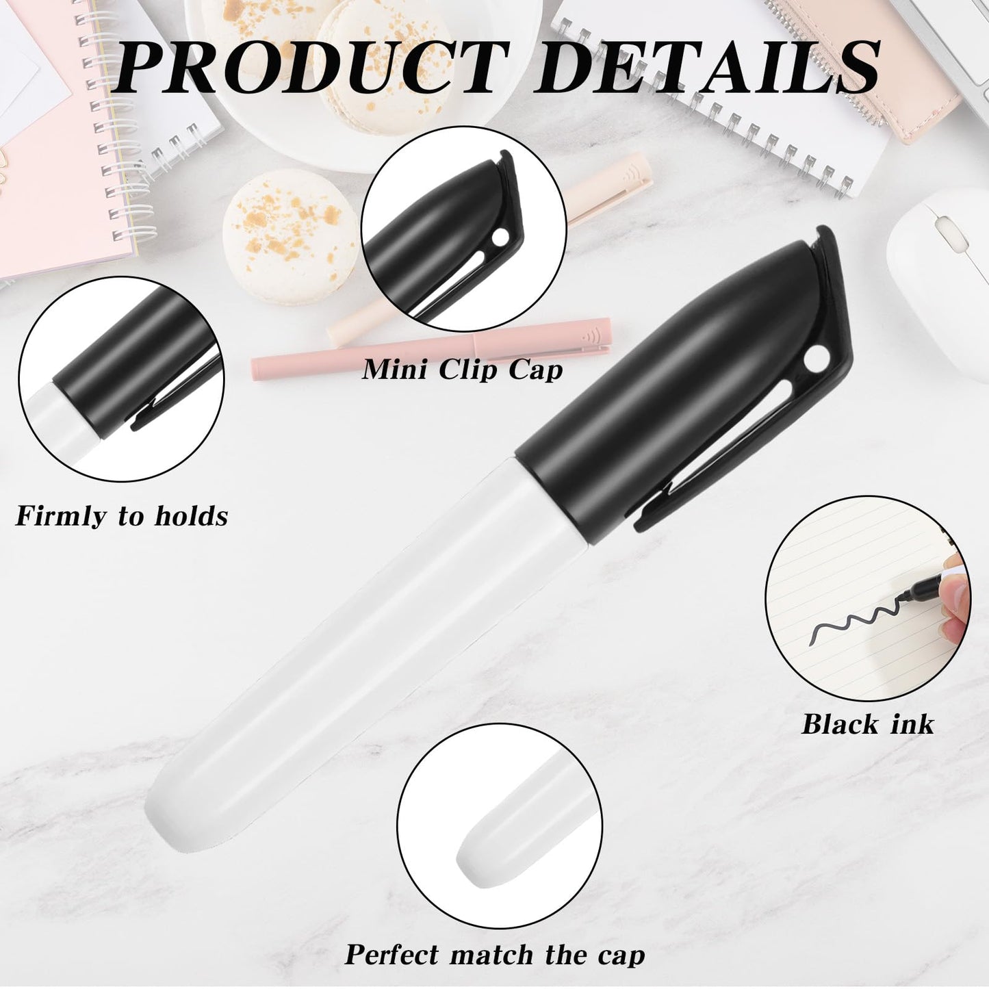JOUTYFOR 100 Pcs Mini Dry Erase Markers for Nurses Badge Erasable Whiteboard Markers with Cap Back to School Low Odor Dry Erase Pens for Office Classroom Supplies (Black Ink)