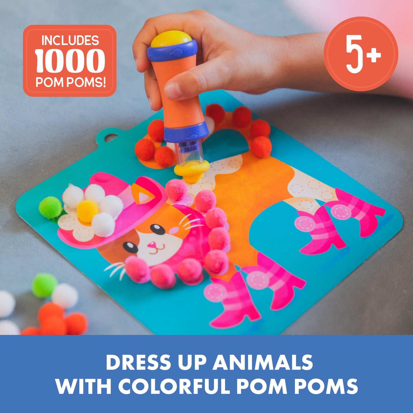 Educational Insights Pom Pom Kit: Animal Dress Up - Arts and Crafts for Kids 4-6, DIY Arts & Crafts Kits, Kids No Mess Activities, Preschool and Kindergarten Crafting Set, Toddler Craft Supplies