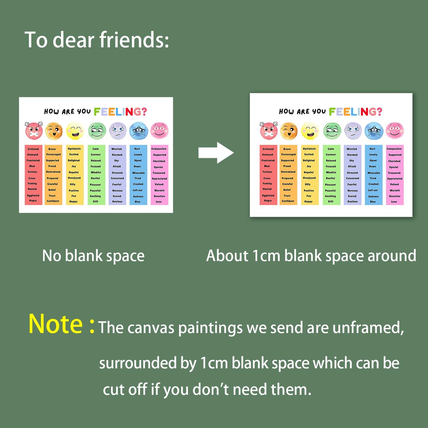 uoyien Feelings Chart For kids Mental Health Posters Help Students Understand Emotions Poster Calm Corner Special Education Classroom Decorations Preschool Classroom Supplies Unframed 16x24in