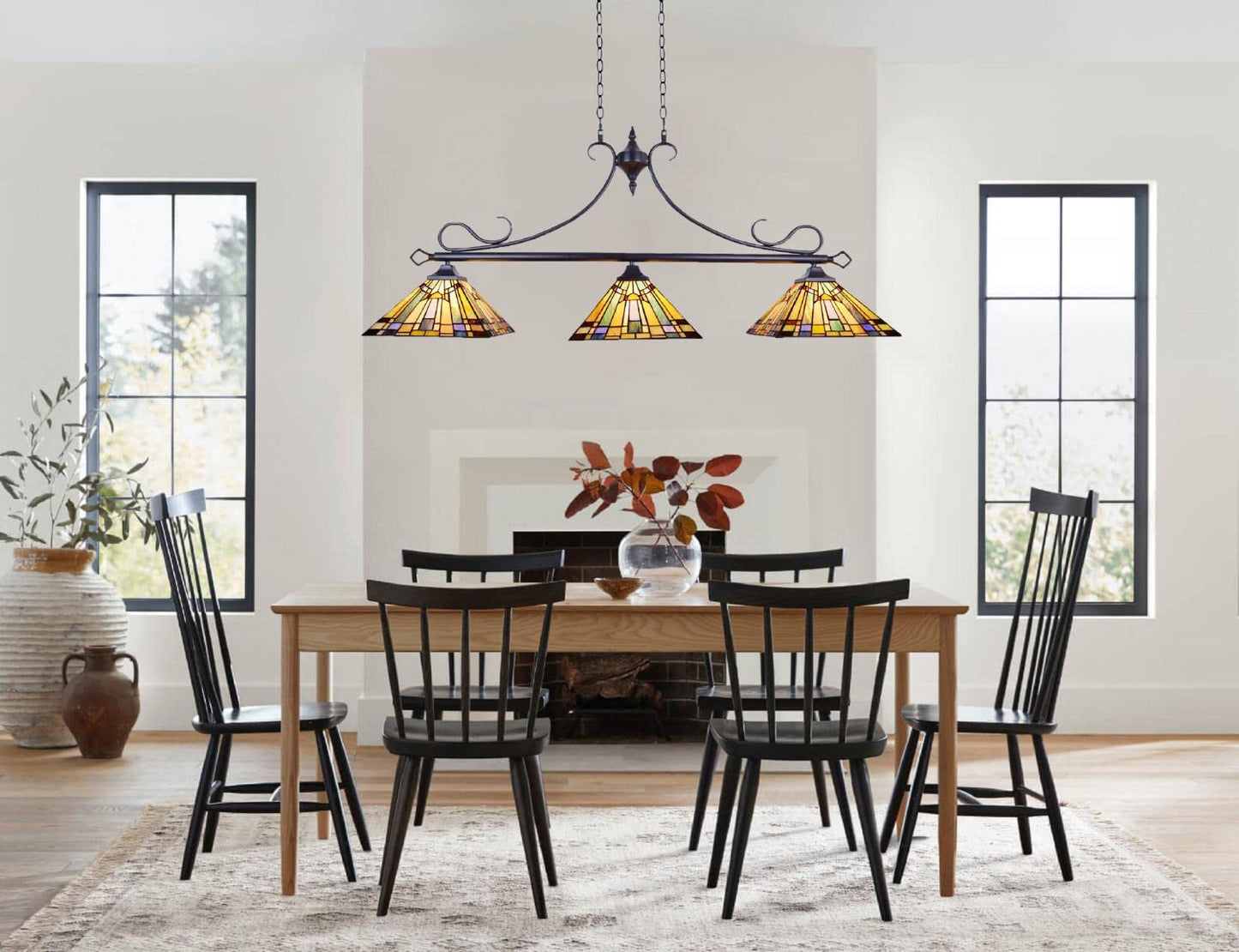 Chloe Lighting Kinsey Tiffany-Style Island Pendant 3 Light 47in Wide Multicolor Glass CH33293MS47-IL3