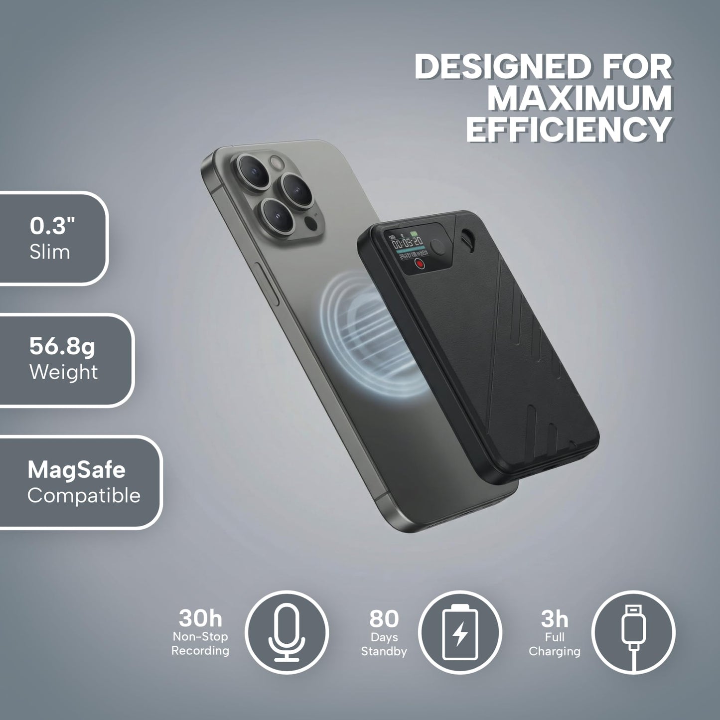 KS SHOP AI Voice Recorder Premium | Real-Time Transcription & AI Summaries | 256 Languages | Smart Recording Device for Meetings, Calls & Lectures | 64GB Storage | App Control