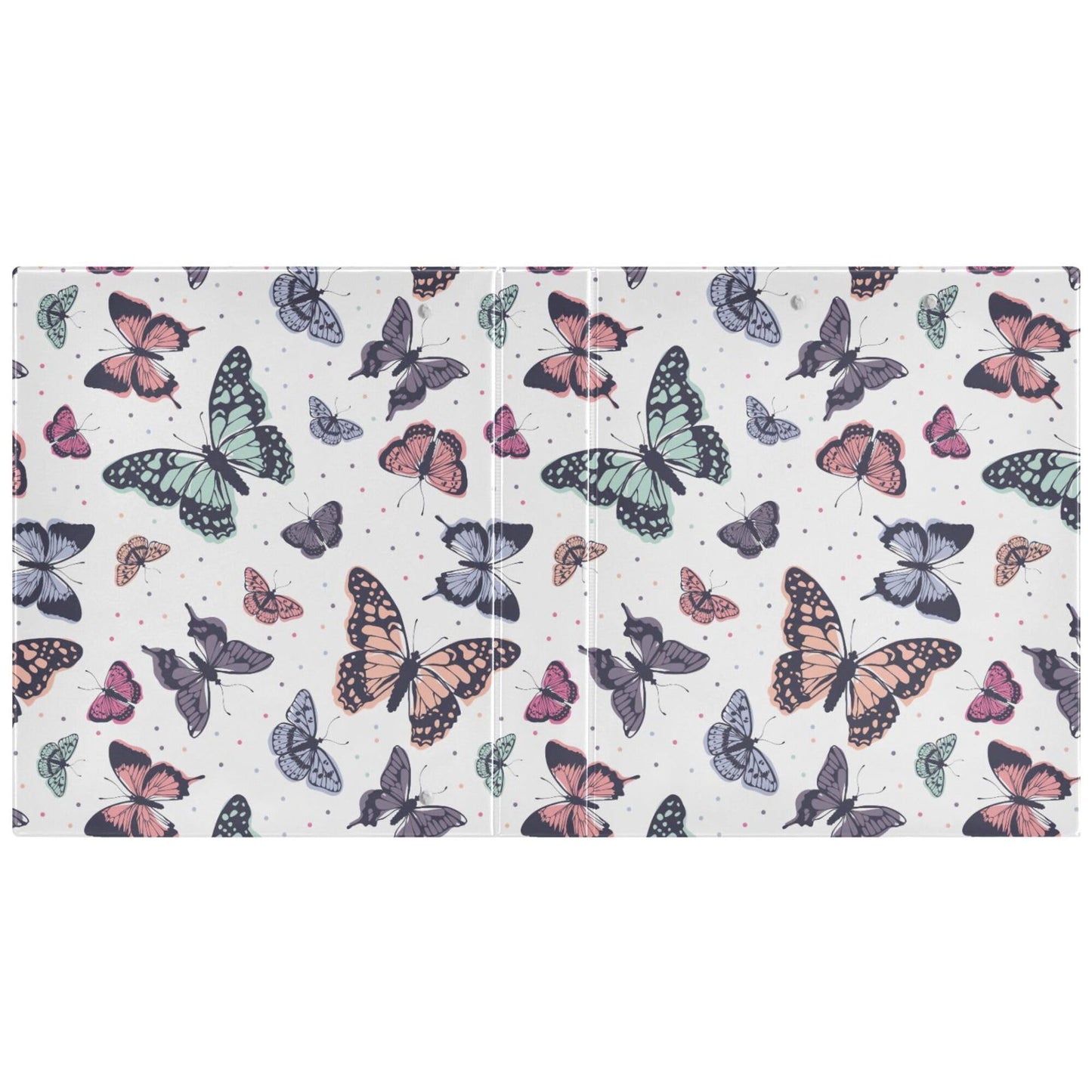 Butterfly Pastel Color Round Ring Binders 1.5 Inch Flora Insect Biology Natural 3 Ring Clipboard Binder for Office School Work Supplies File Folder 200 Sheet Capacity