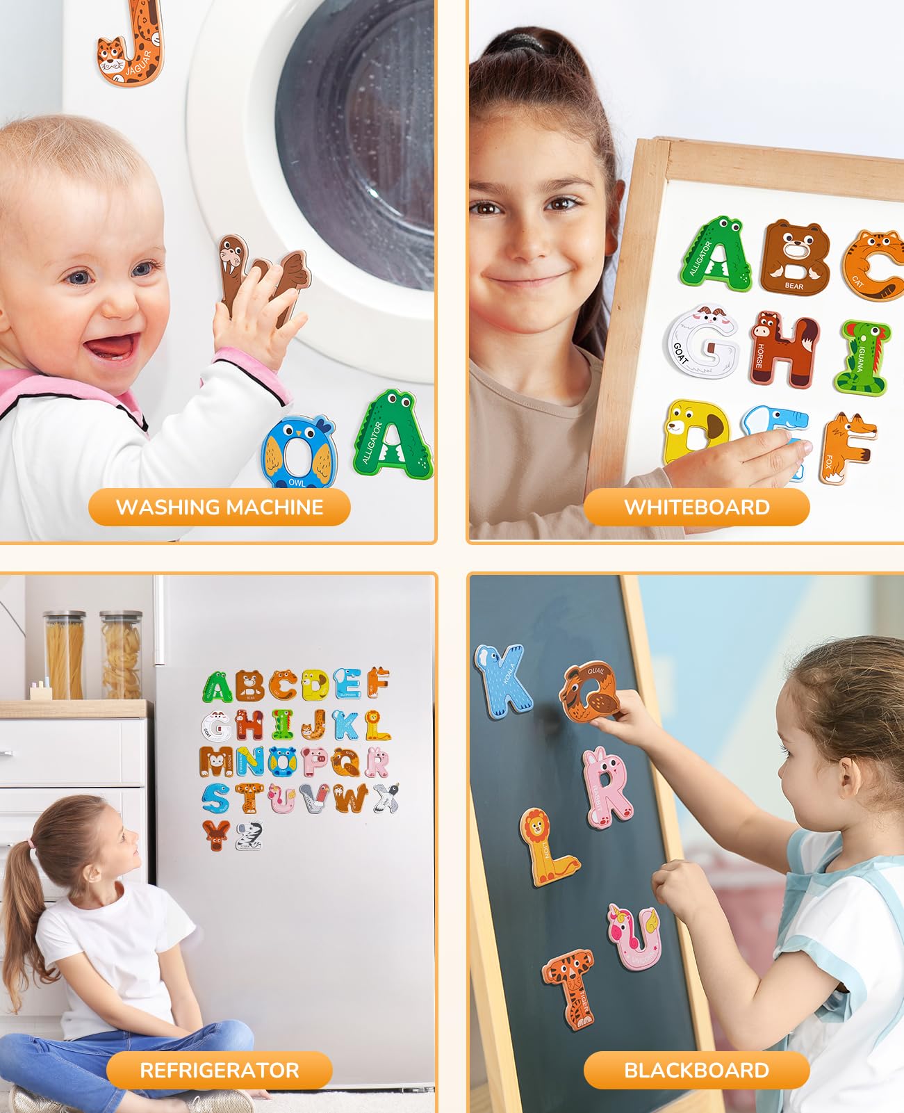 JoyCat Magnetic Letters, Alphabet ABC Fridge Magnets for Toddlers & Kids, Cute Educational Animal Toys, 26 Uppercase Refrigerator Magnets, Great Spelling Learning Gift for Preschool 2 3 4 5 Years Old