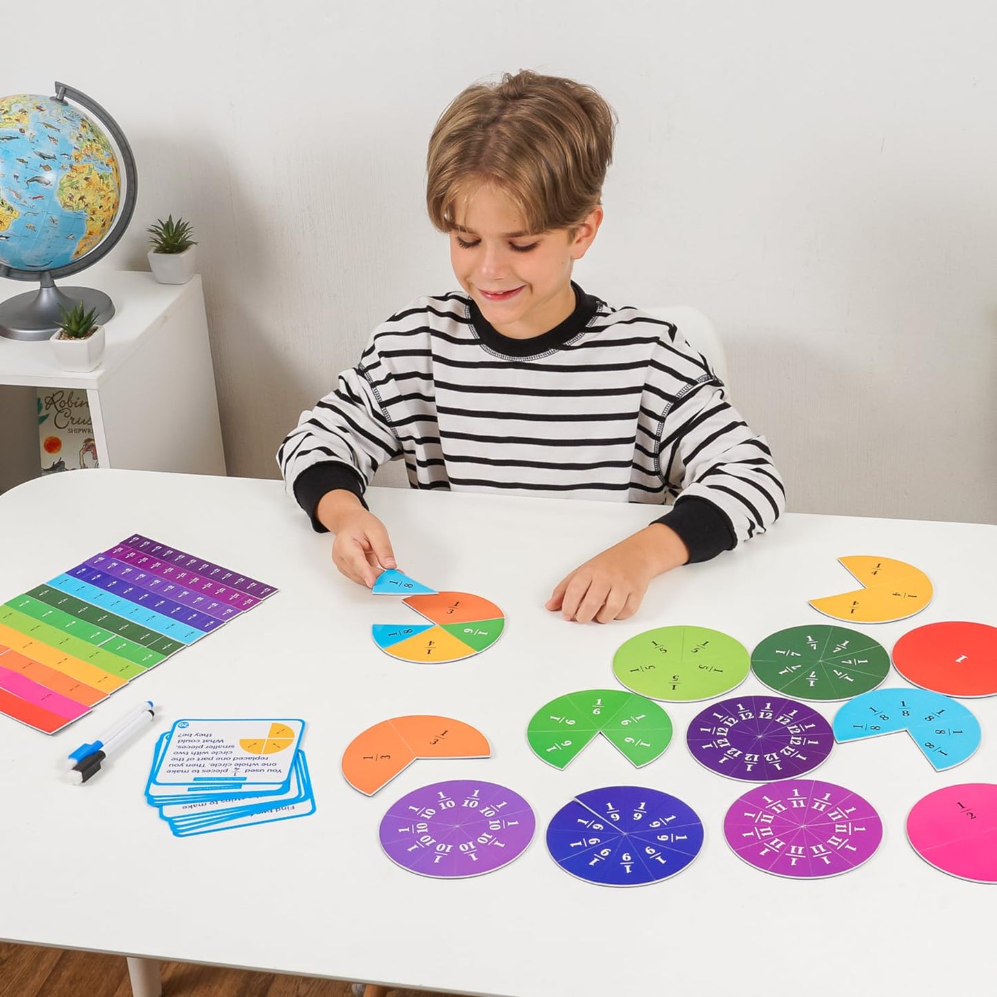 178 PCS Magnetic Fraction Circles & Fraction Tiles - Magnetic Fraction Strips & Bars Fraction Magnets Set Kit, Fraction Manipulatives Class Set, Fractions for Kids, Math Manipulatives - Simply Magic