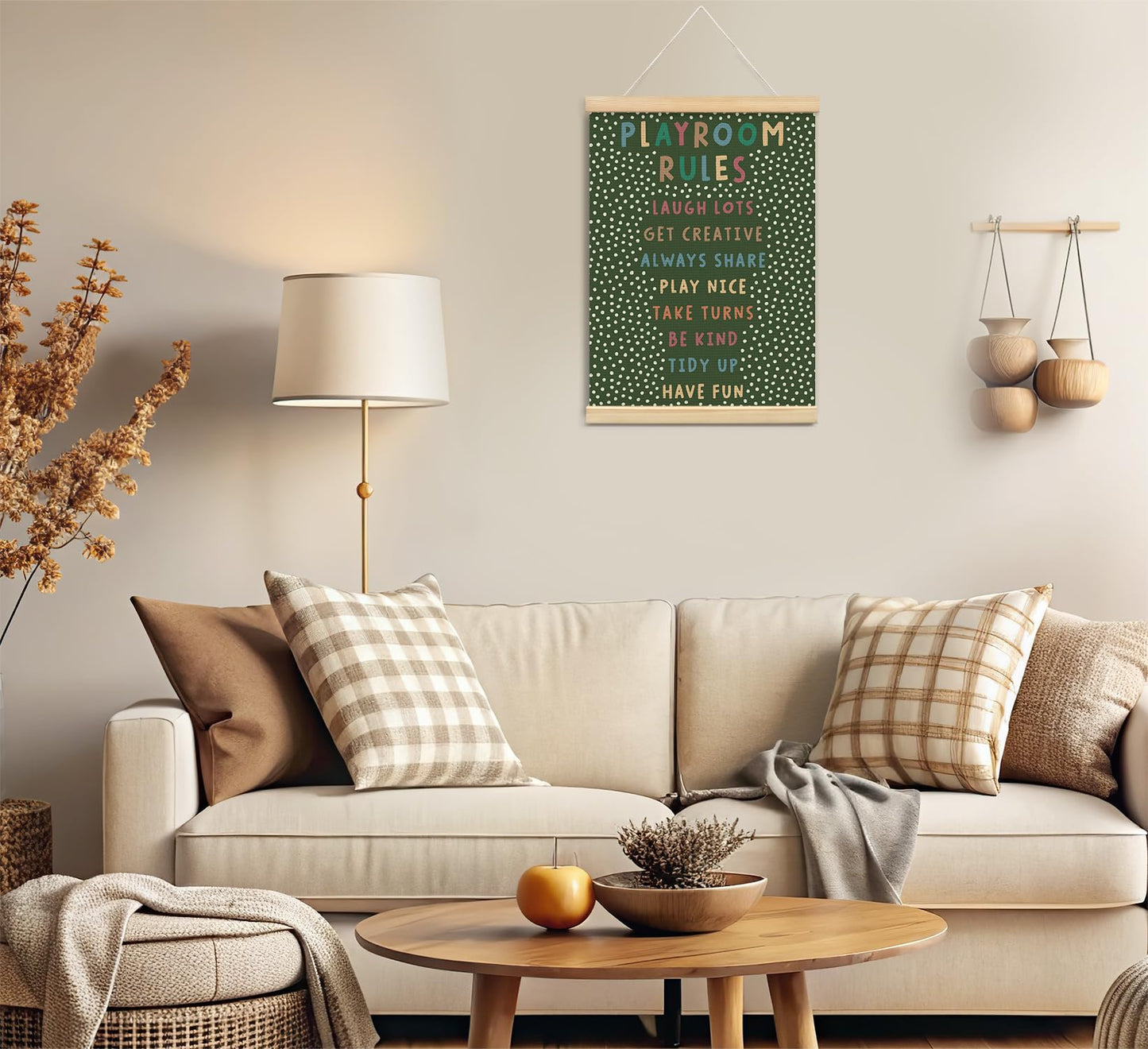 Playroom Kids Tollder Room Wall Decor, Play Room Rules Wall Decor for Kids Play Game Room Bedroom Nursery Home School Playroom Essentials, Canvas Hanging Banner Wood Poster Frameds(dark green)