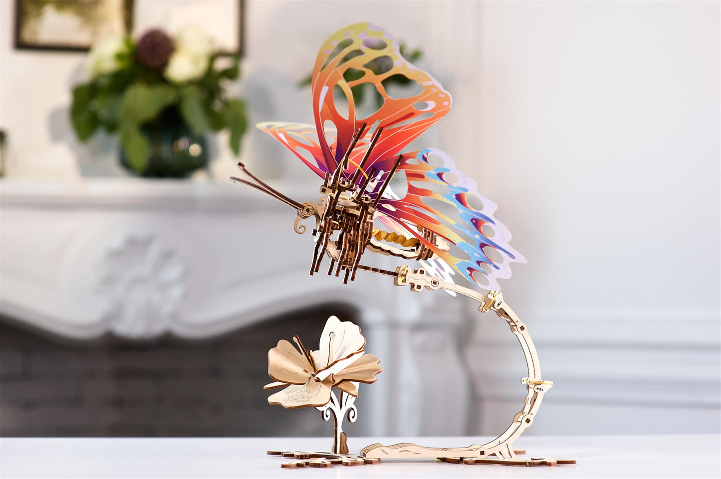 Ugears Wooden 3D Puzzles for Adults - Butterfly Puzzle Mechanical Model Kit - 3D Wood Puzzles Adult Automaton - Kinetic Sculpture Models for Adults to Build Butterfly Kit DIY Miniature Kit - 161 Pcs