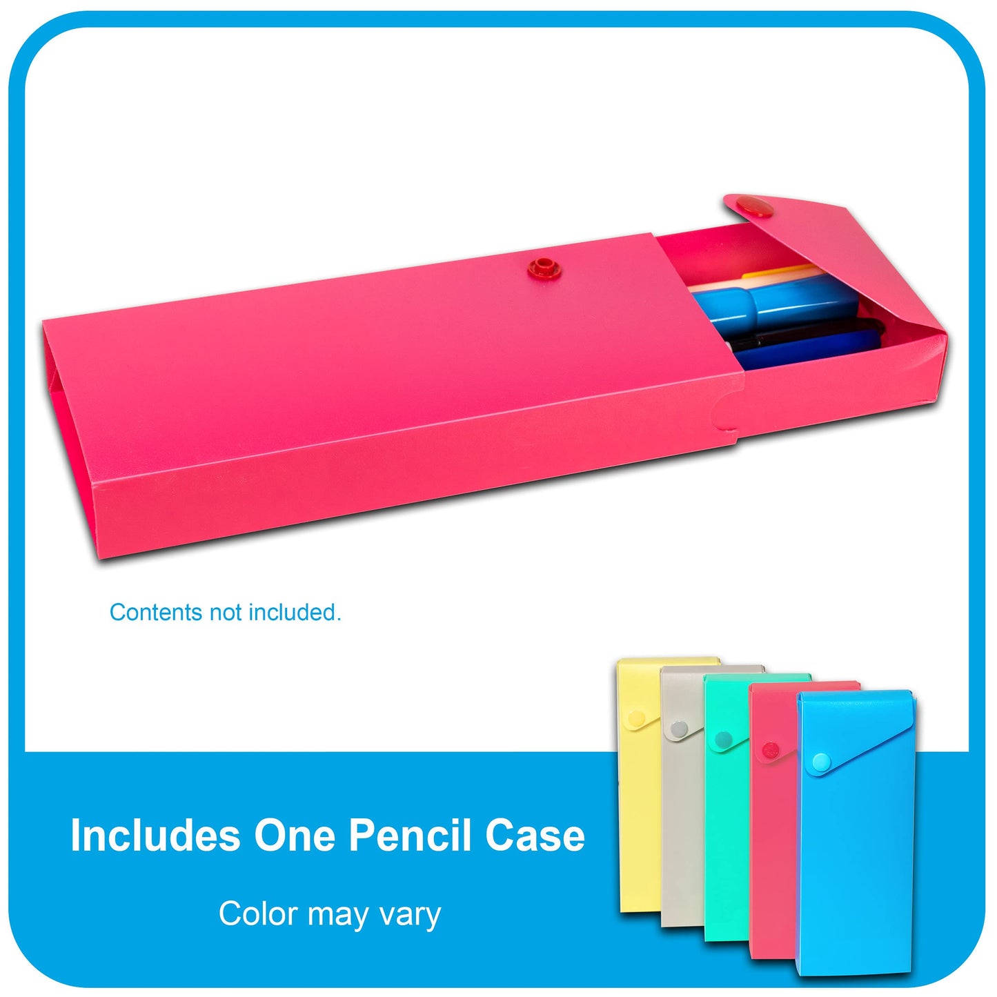 C-Line Slider Pencil Case, Poly, Pack of 24 Pencil Cases, Assorted Colors (05600-24)