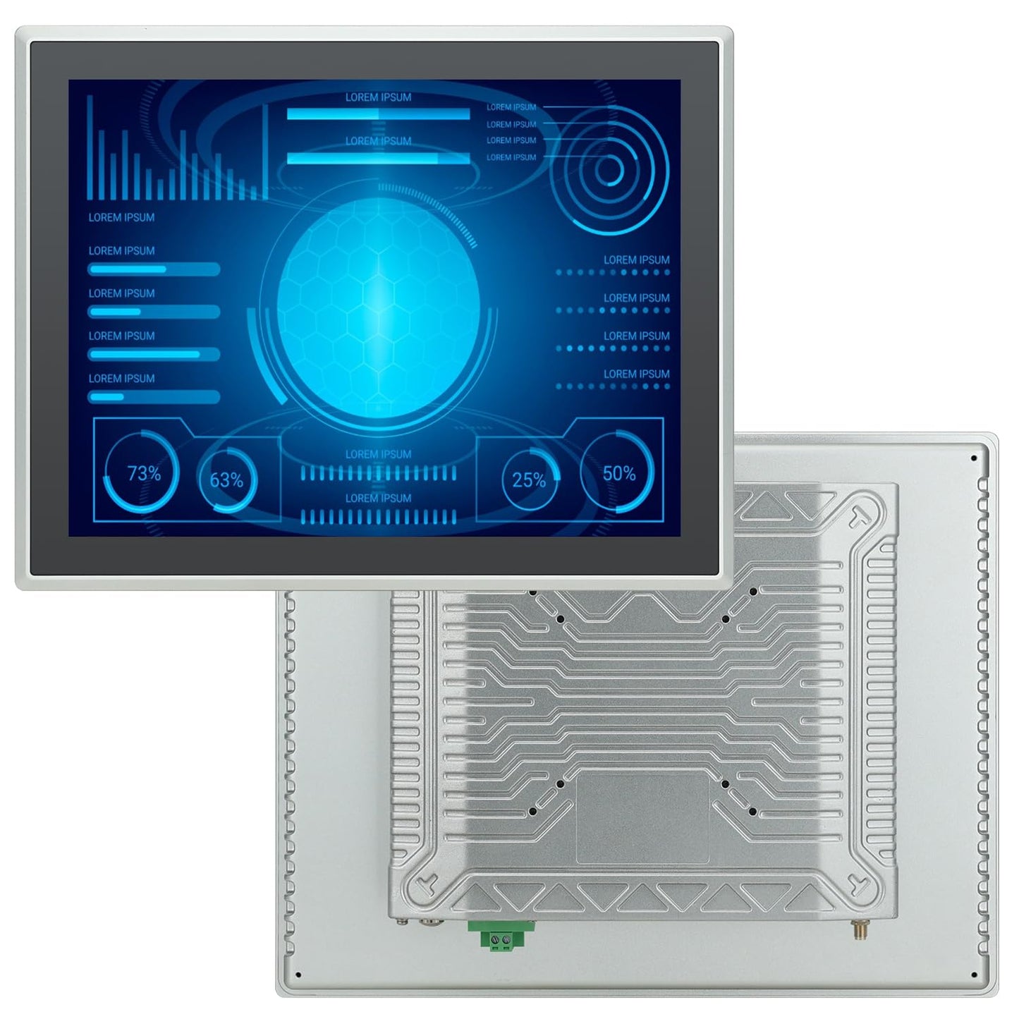 TouchWo 15 inch Industrial Embedded Touchscreen Monitor, Capacitive Multi-Touch Screen Industrial Front IP65 Monitor Built-in Speakers, HD-MI in, USB, VGA, 4:3 1024x768 Display