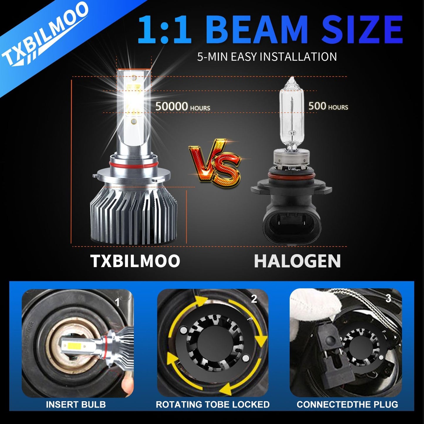 TXBILMOO H11 Fog Light Bulbs, 32000LM 6500K White, Aluminum, Compatible with Chevrolet Tahoe 2007-2015, Pack of 6
