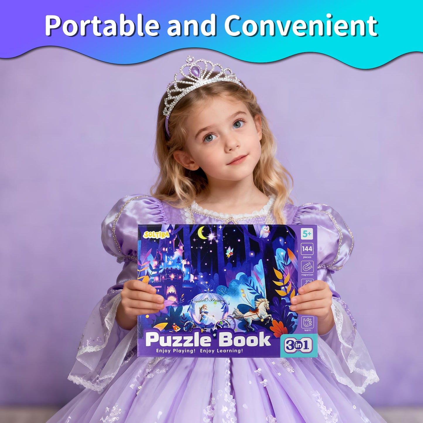 Princess Magnetic Puzzles for Girls 4-8 3 * 48 PCS Princess Themes Puzzle Magnetic Puzzles for Girls 5-6 Travel Puzzles or Airplane/Car/Road Trip Gift Toys for Girl 6-8 Years Old