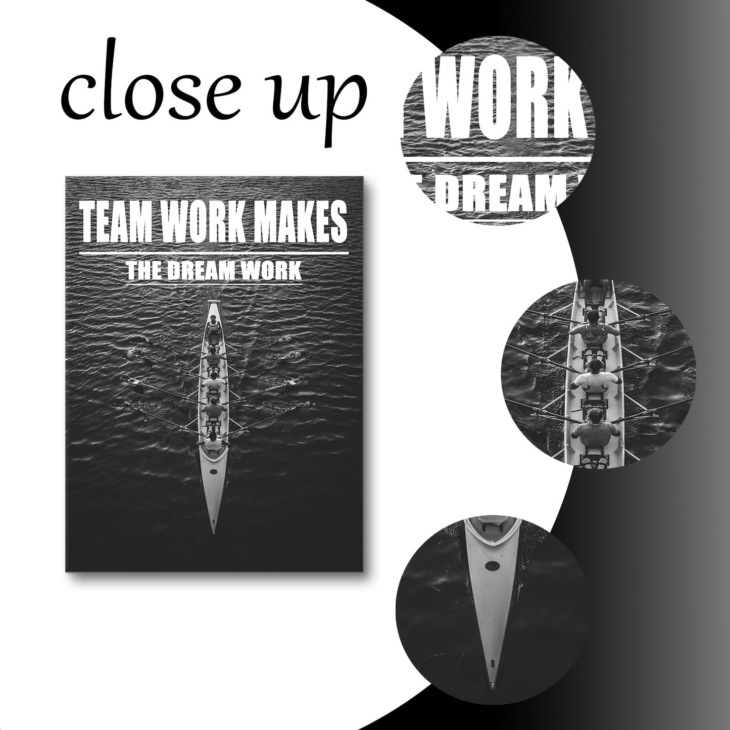 Motivational Canvas Wall Art Team Work Makes the Dream Work Print Poster Successful Entrepreneur Quotes Picture Painting for Office Class Room School Wall Decoration Stretched and Framed [18''Wx24''H]