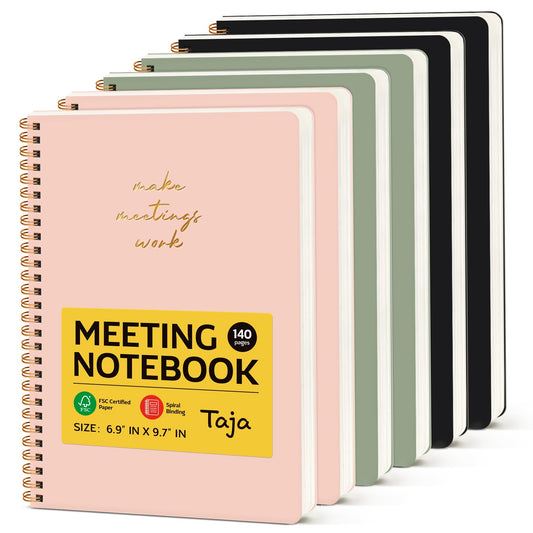 6 Pack of Meeting Notebook for Work Organization - Work notebook with action items, Meeting Minutes Planner Notebook, Perfect Office Supplies for Men & Women - Multi