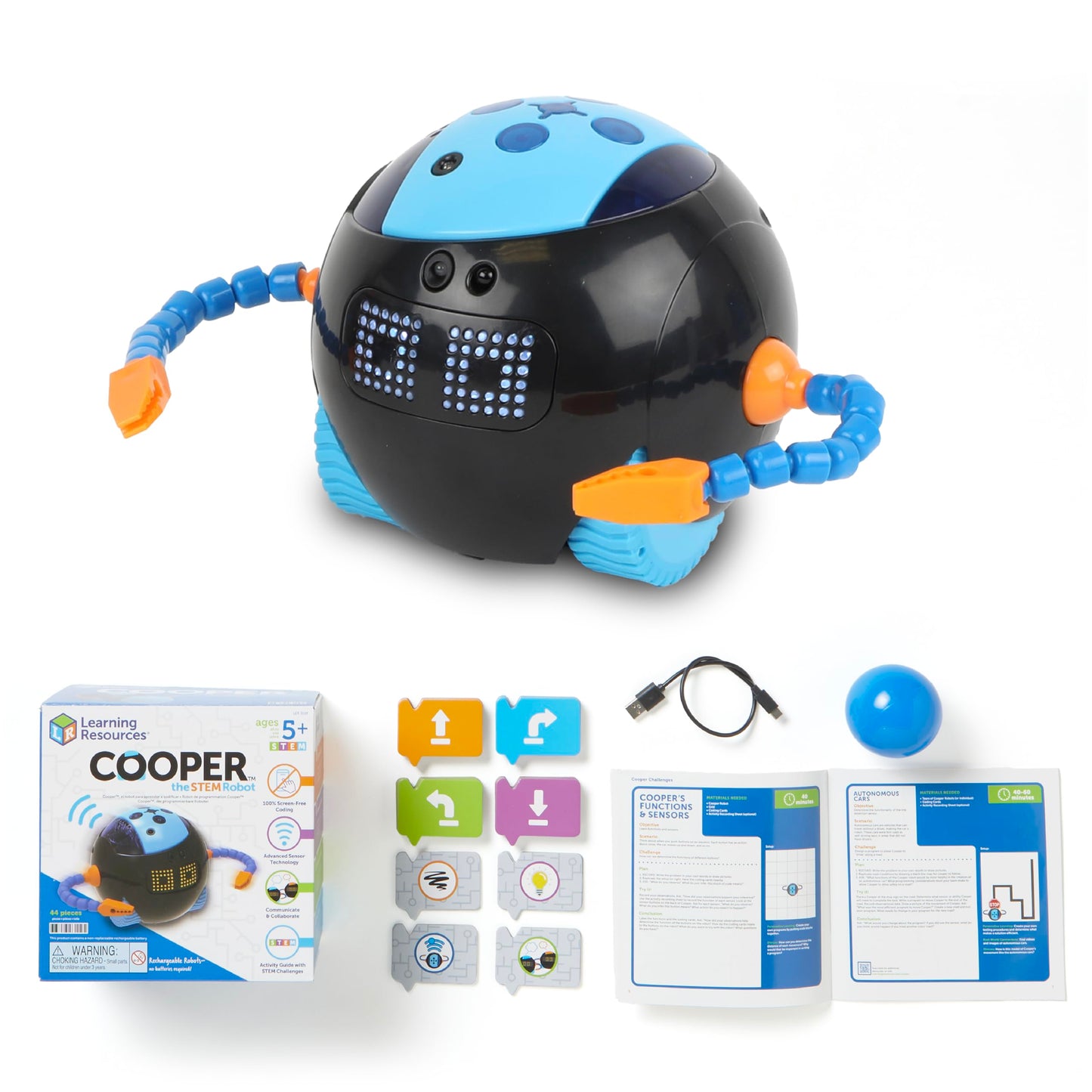 Learning Resources Cooper the STEM Robot, Coding Toy for Kids, Interactive STEM Robot for Classroom, Rechargeable Programming Toy, Ages 5+