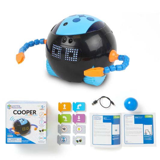 Learning Resources Cooper the STEM Robot, Coding Toy for Kids, Interactive STEM Robot for Classroom, Rechargeable Programming Toy, Ages 5+
