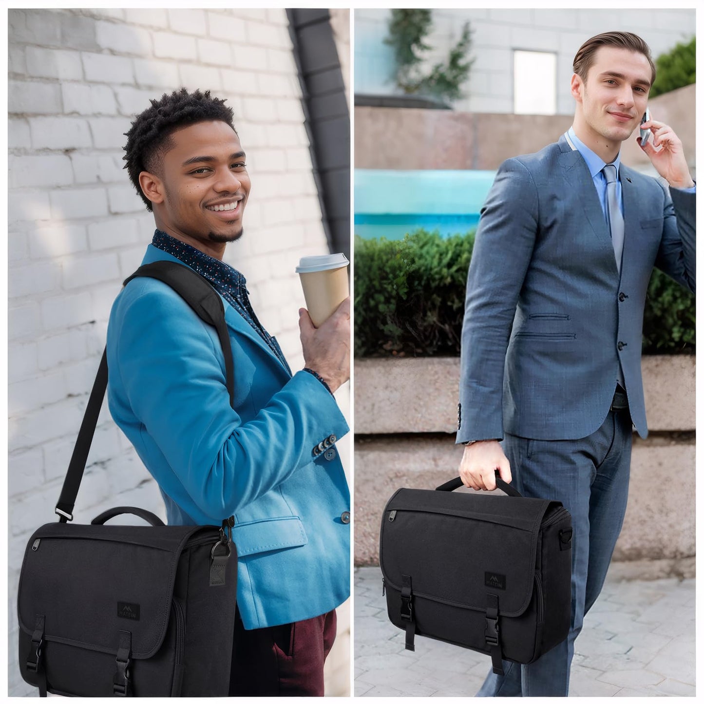 MATEIN Messenger Bag for Men, Briefcases Lightweight Men's Laptop Bag 15.6 inch Water Resistant Crossbody School Satchel Bags Computer Work Office Bag with Shoulder Strap, Black