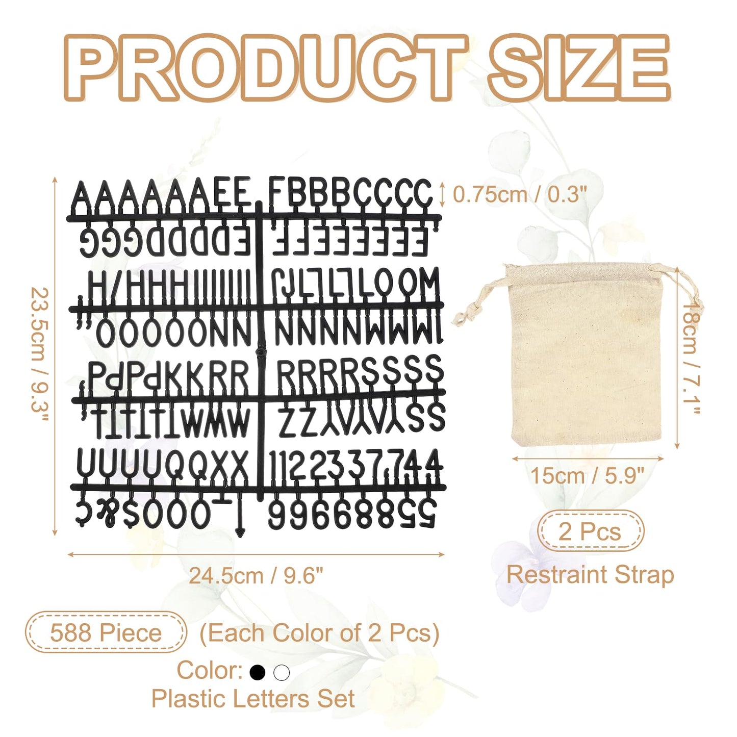PATIKIL 588 Piece Plastic Letters Set for Felt Letter Board, Black/White Alphabet Message Board Accessories Including Letter Numbers with Restraint Strap for Cafe, Wedding, Birthday