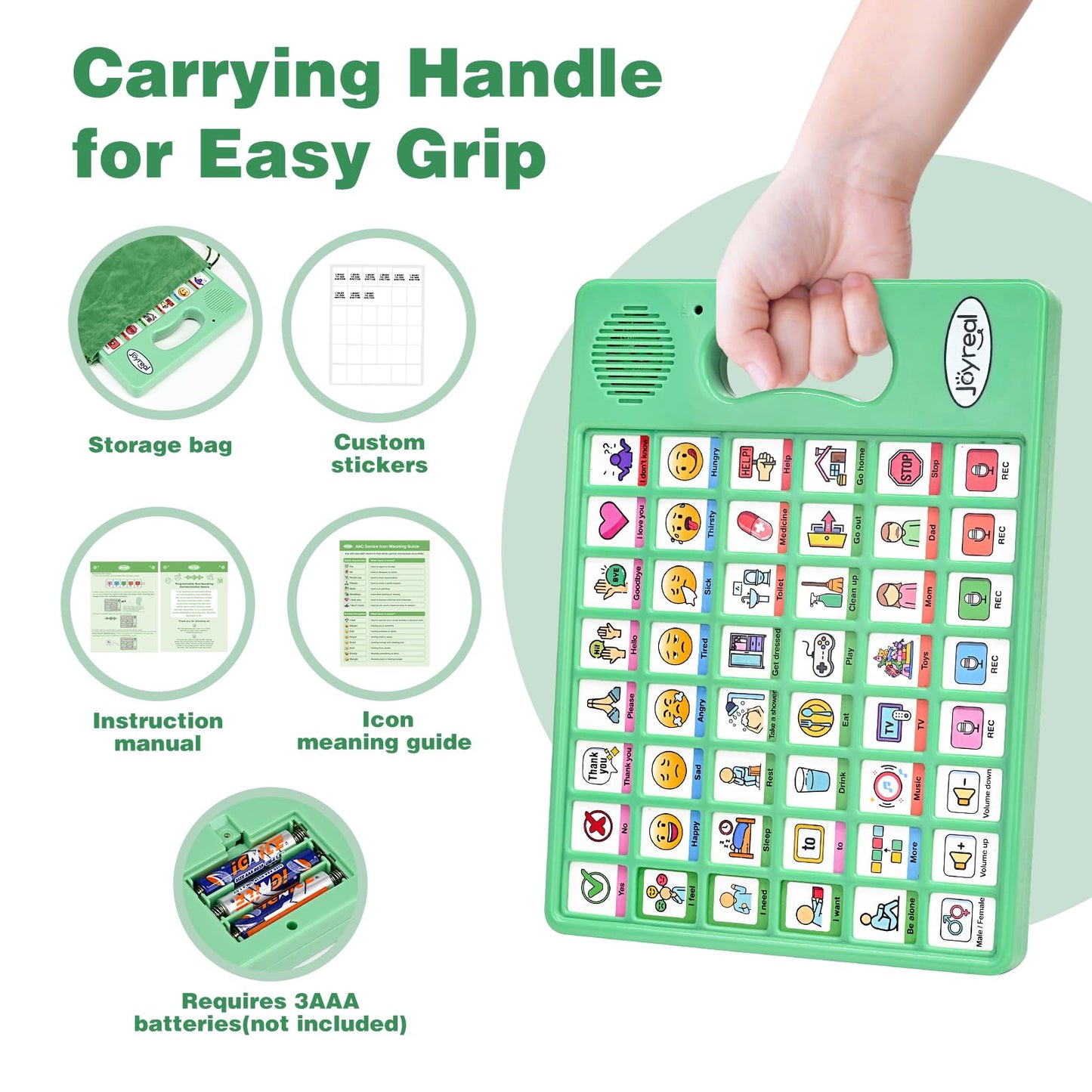 Joyreal AAC Device for Autism, Non Verbal Communication Tools for Speech Therapy & Stroke Rehab. Autism Communication Board with 5 Programmable Buttons & Adjustable Volume, Autistic Kids Must Haves