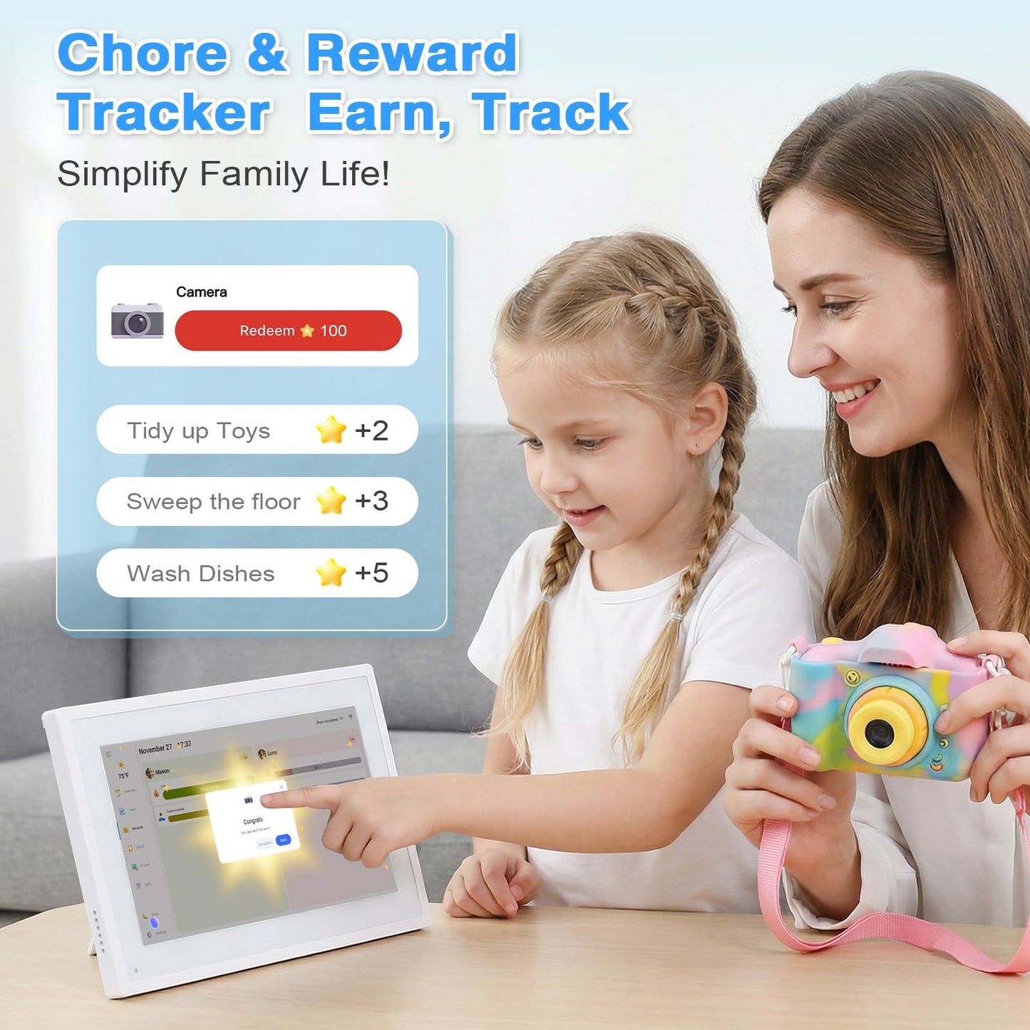 COMIX 10.1" Smart Calendar Display - Digital Family Wall Planner & Wi-Fi Chore Chart Syncs with Phones, Touch Screen Command Center & Digital Photo Frame for Home Organization, Office, Elderly