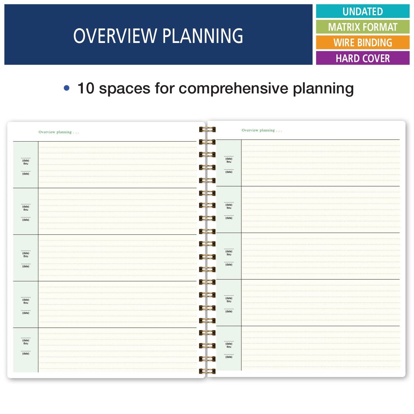 Elan Publishing Company HARDCOVER Combination Plan and Record Book - 8 Period Teacher Lesson Planner (Teal Floral)